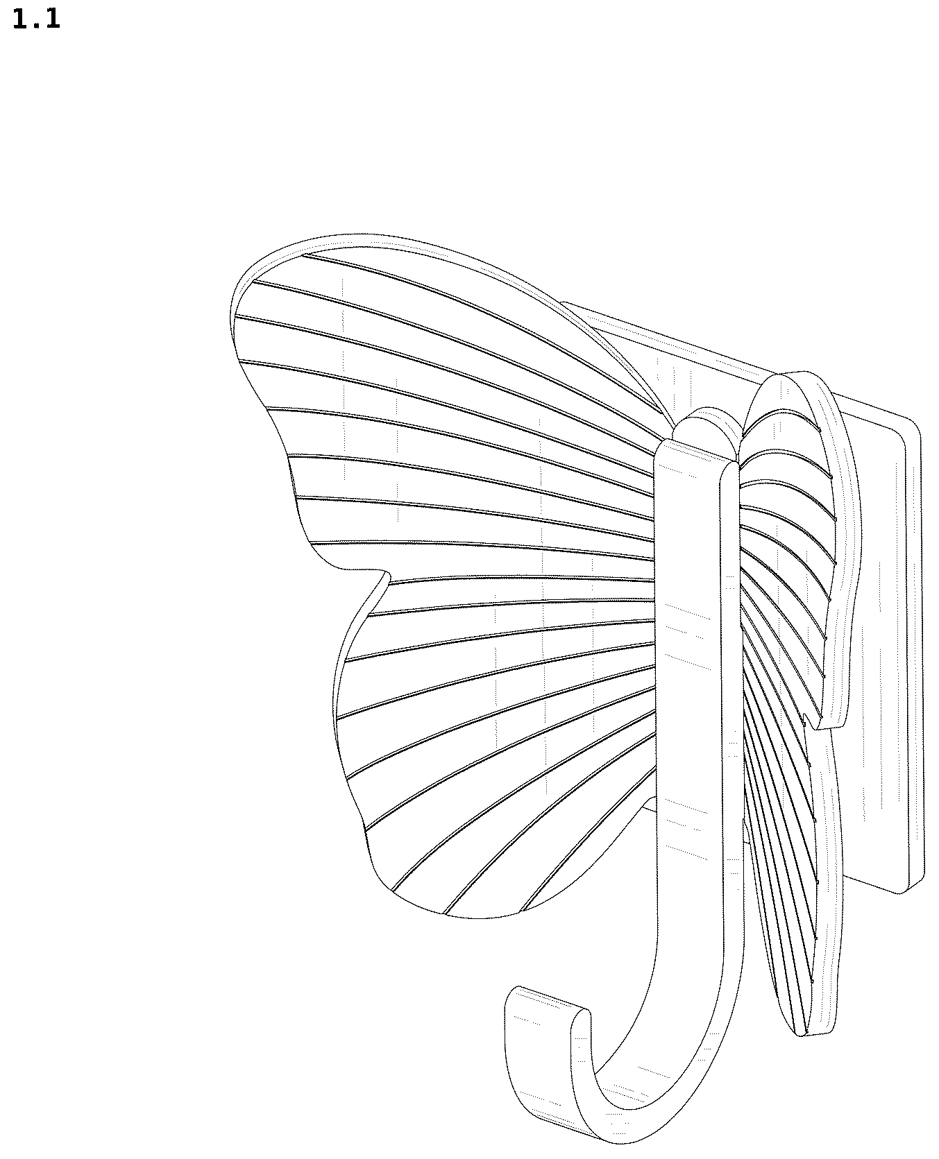 Patent USD1043321 Figure 1 – Hook for hanging