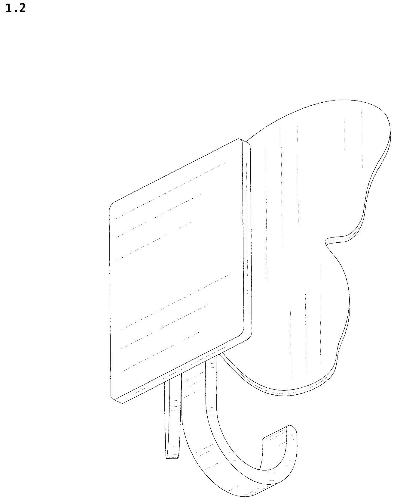 Patent USD1043321 Figure 2 – Hook for hanging