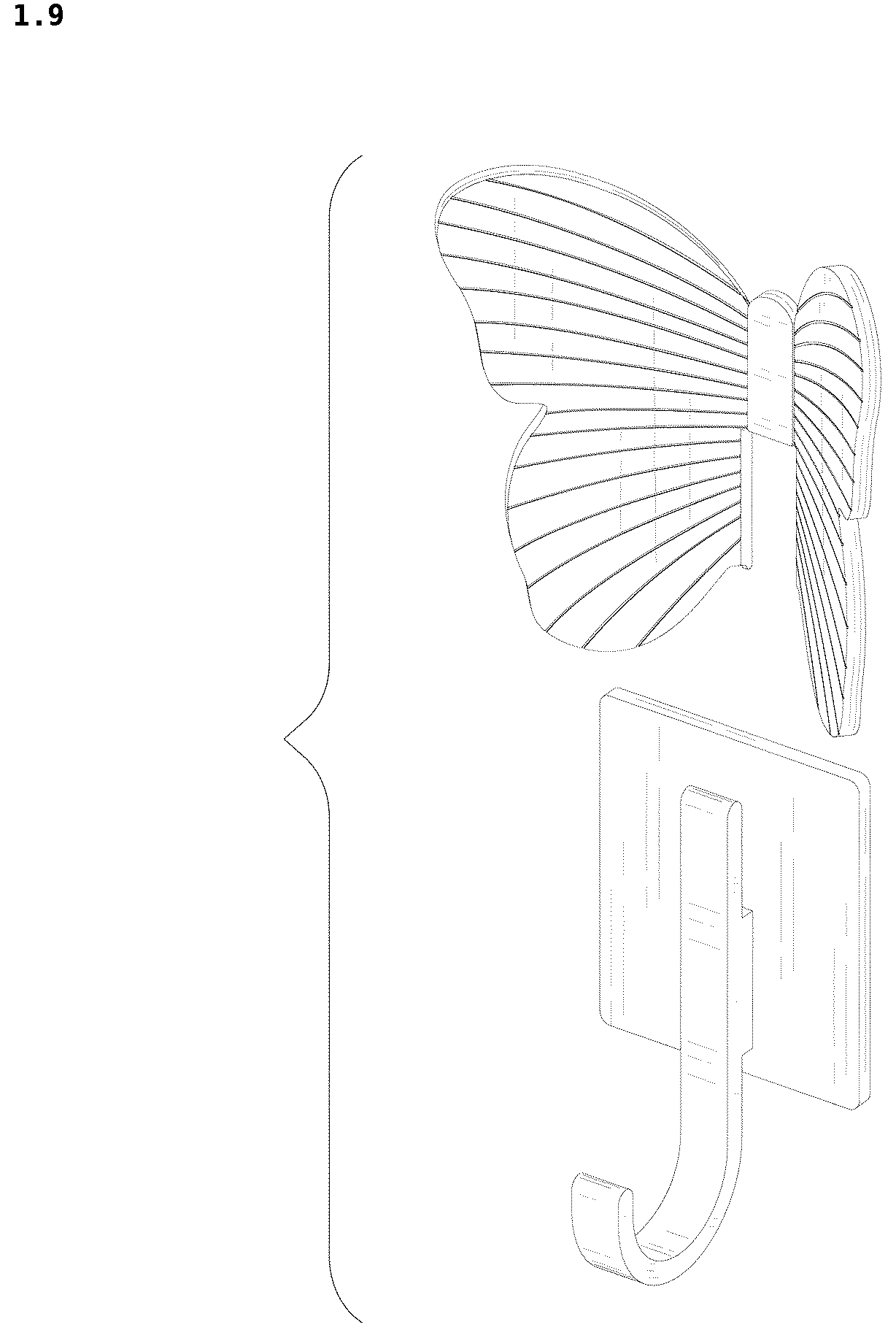 Patent USD1043321 Figure 9 – Hook for hanging