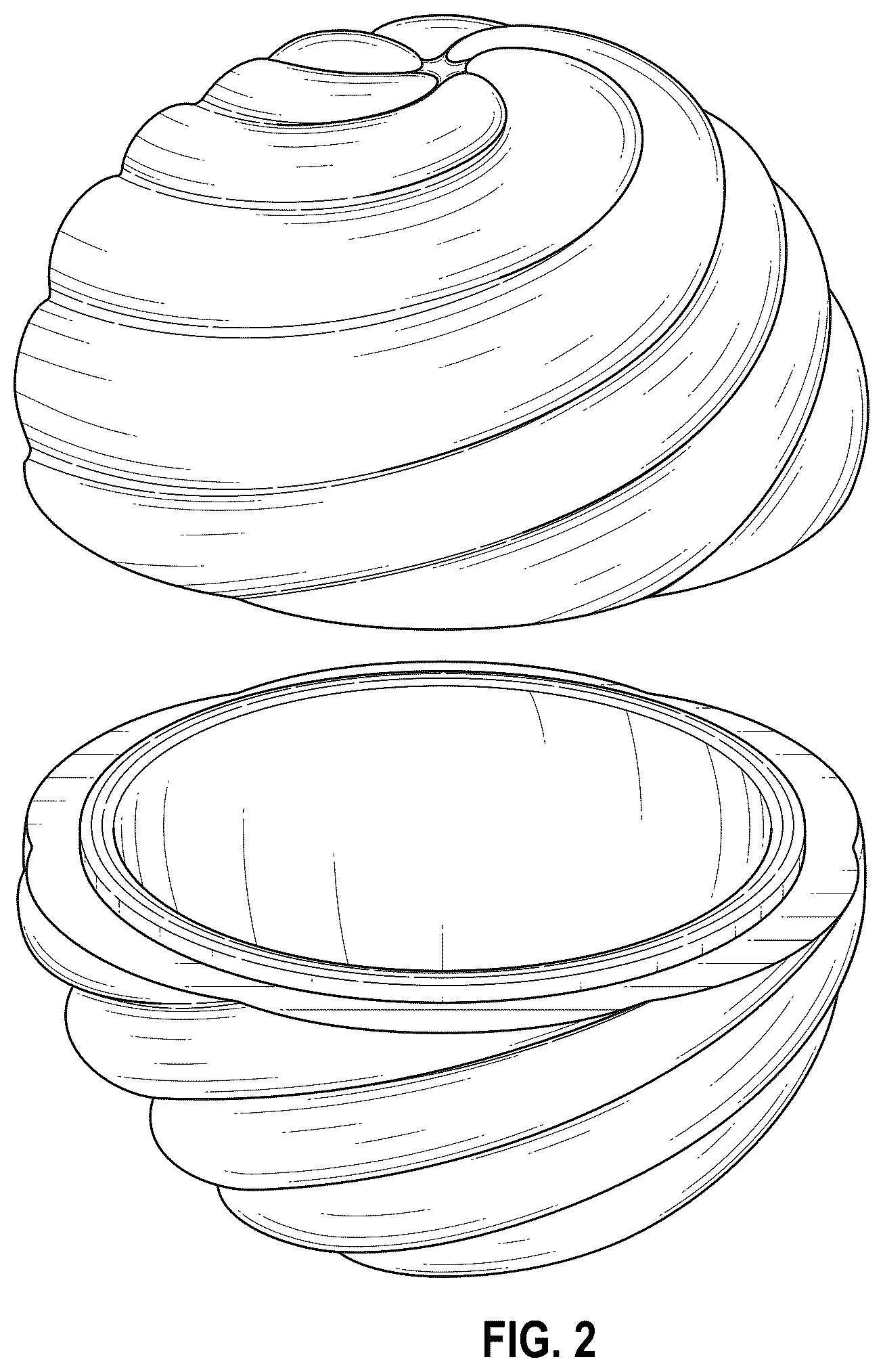 Patent USD1043347 Figure 2 – Swirl-shaped container