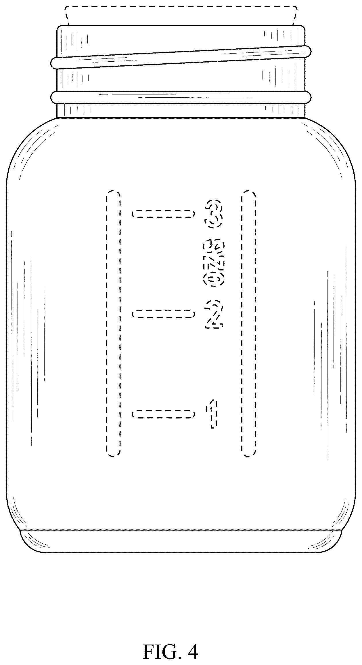 Patent USD1043354 Figure 4 – Round bottle
