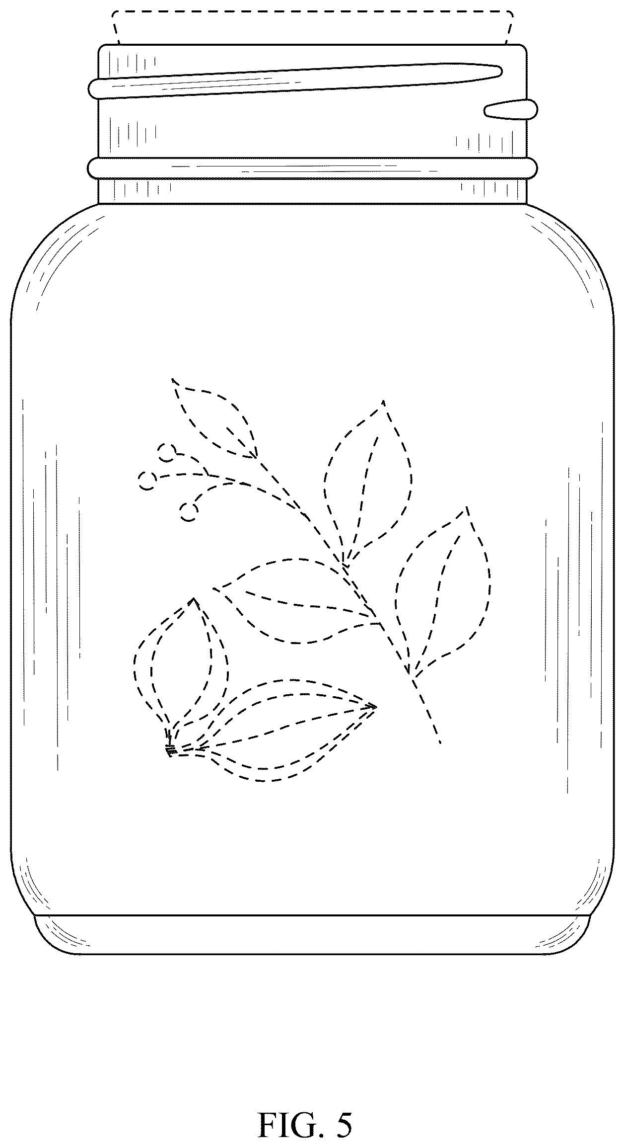 Patent USD1043354 Figure 5 – Round bottle