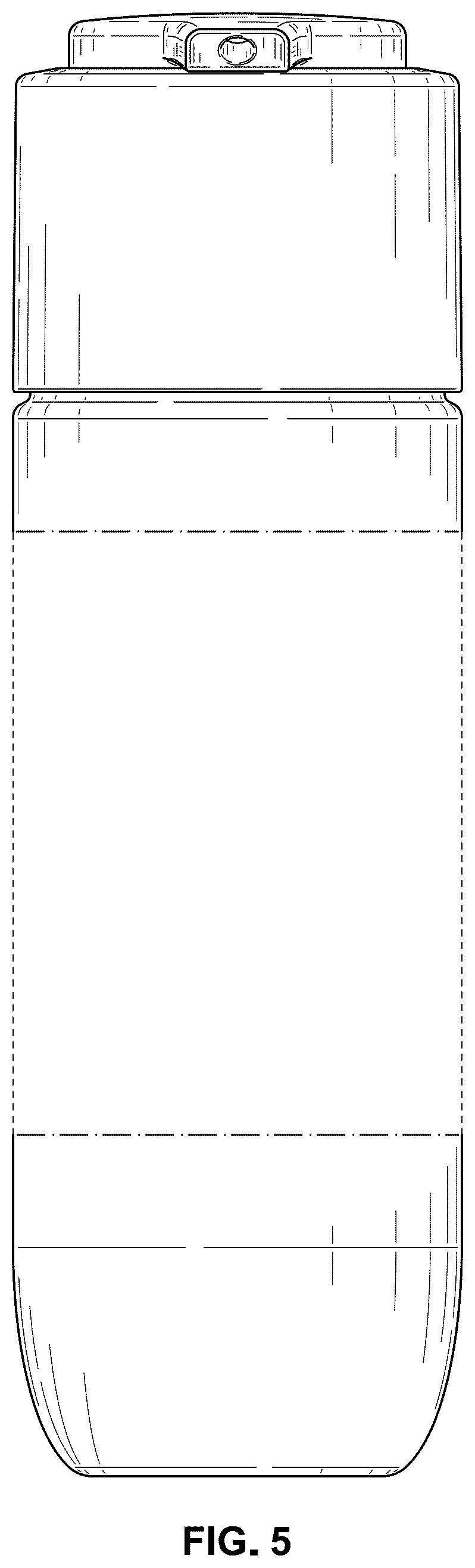 Patent USD1043359 Figure 5 – Bottle and pump head assembly