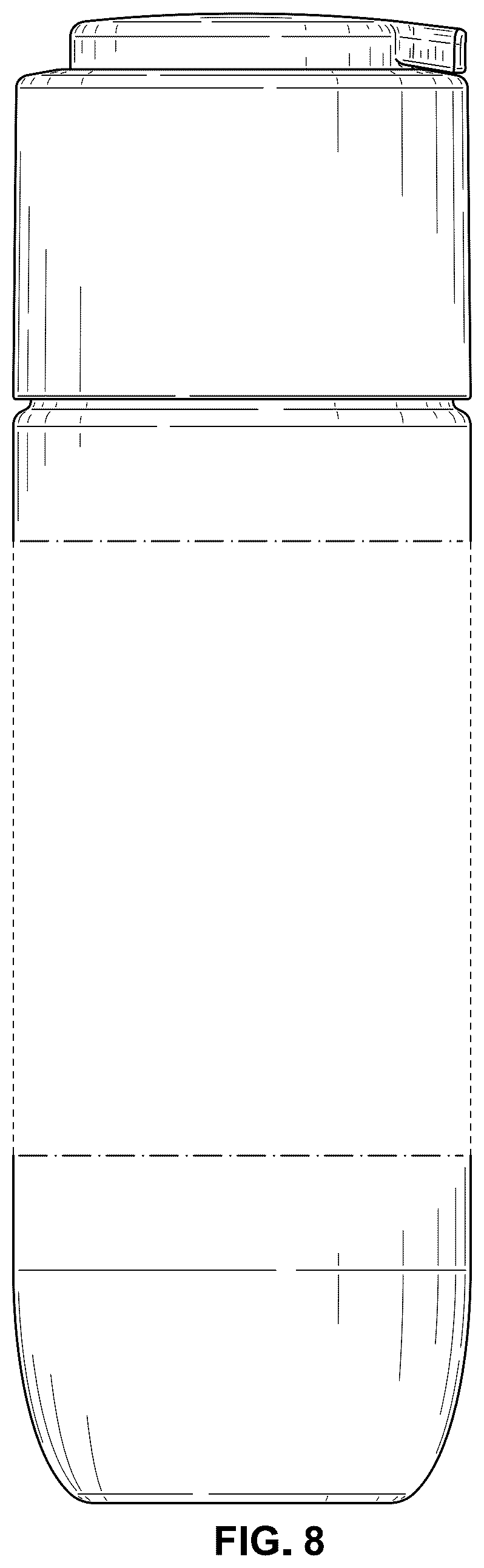 Patent USD1043359 Figure 8 – Bottle and pump head assembly