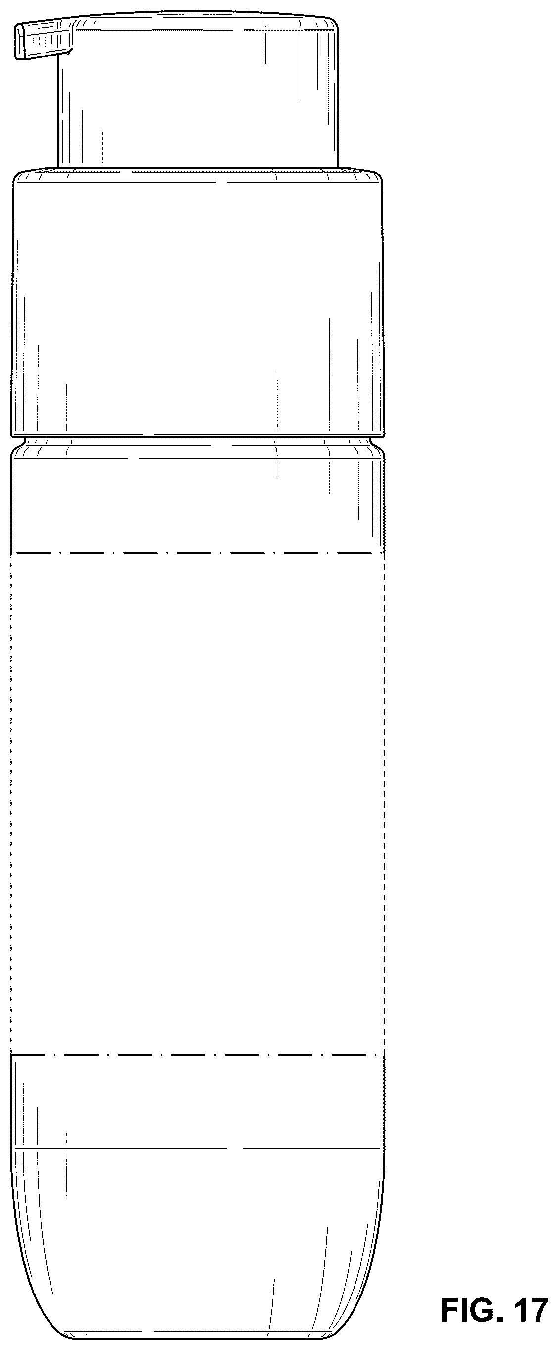 Patent USD1043359 Figure 16 – Bottle and pump head assembly