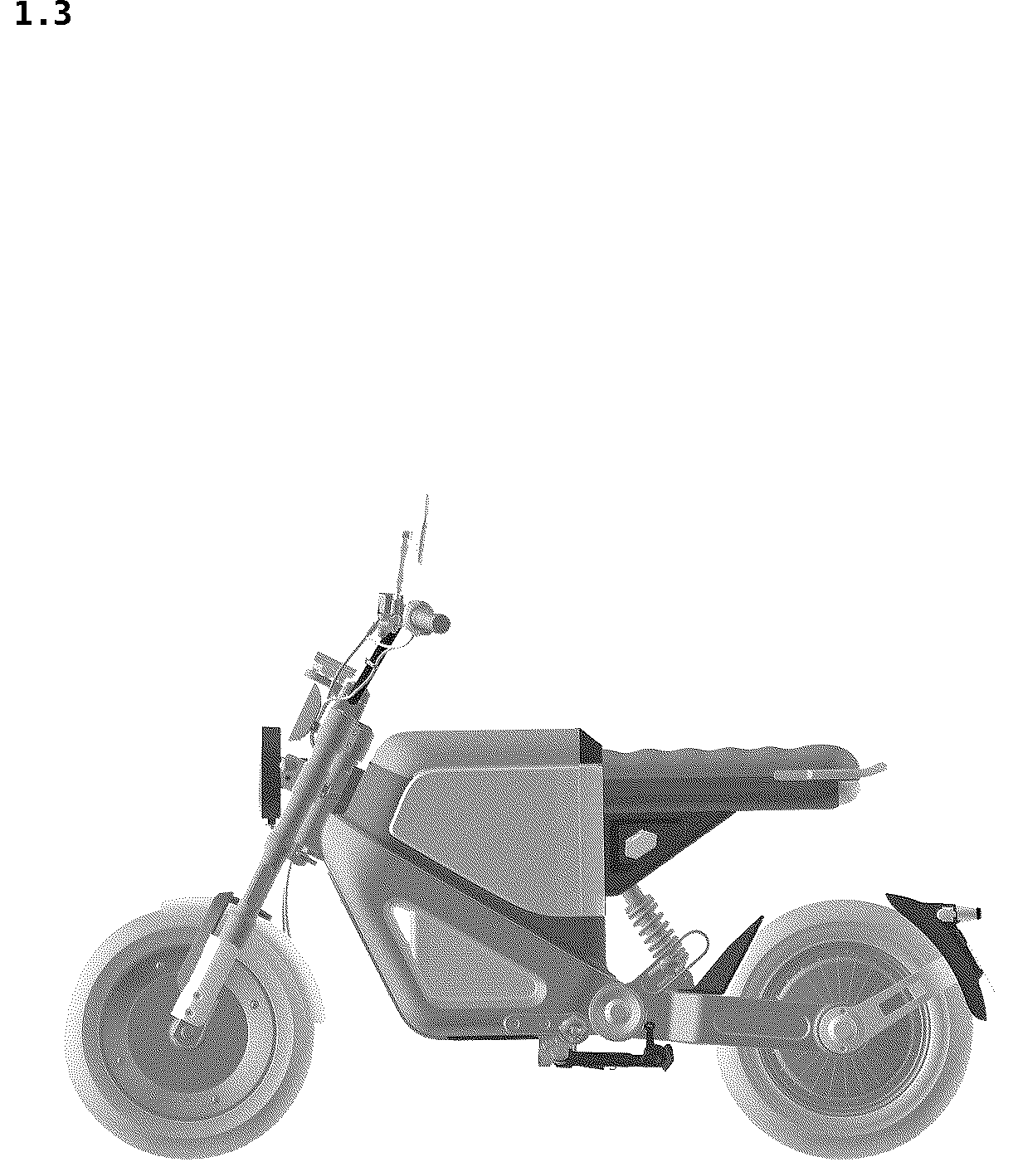 Patent USD1043447 Figure 3 – Electric motorcycle