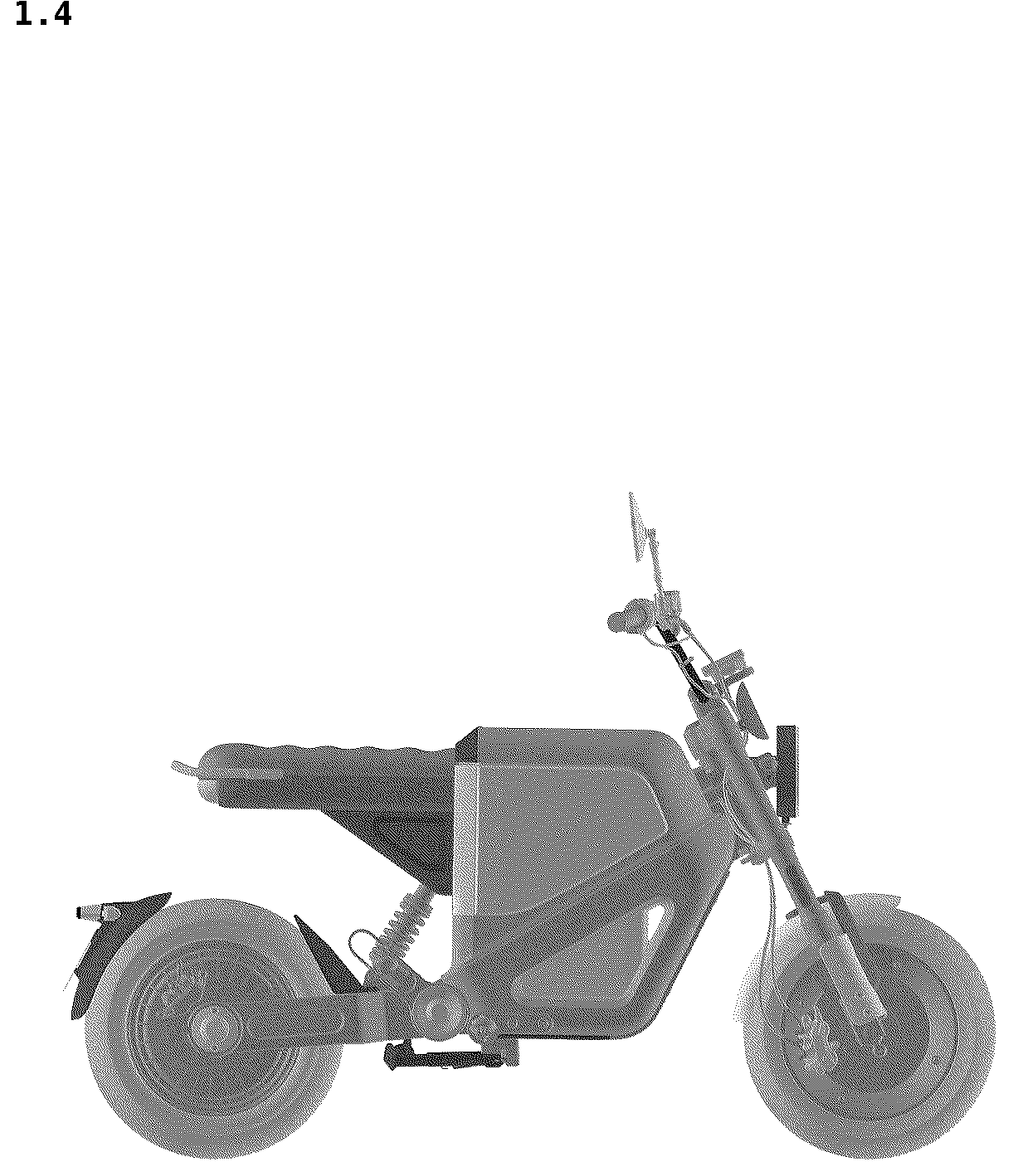 Patent USD1043447 Figure 4 – Electric motorcycle