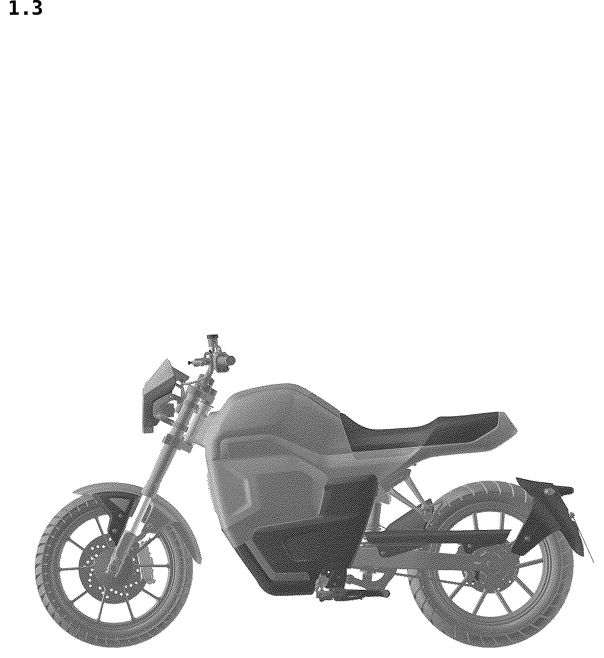 Patent USD1043448 Figure 3 – Electric motorcycle