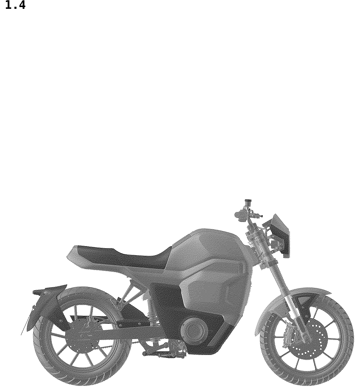 Patent USD1043448 Figure 4 – Electric motorcycle