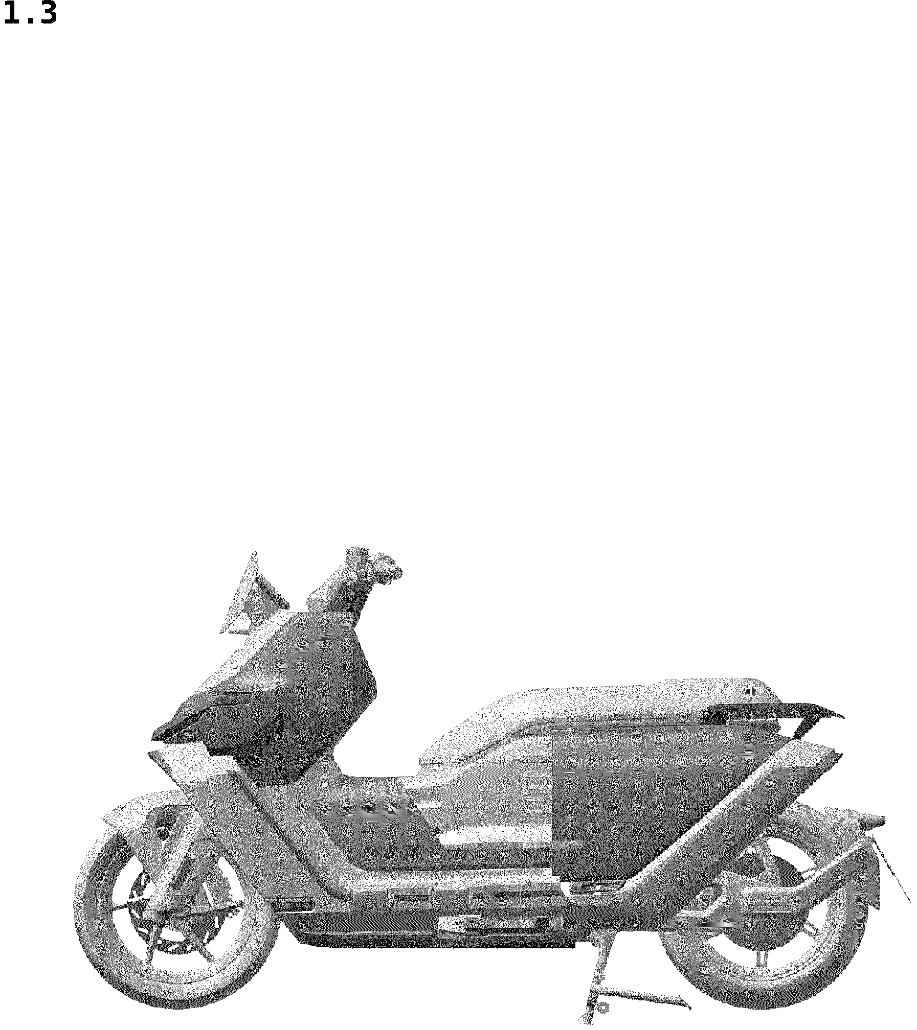 Patent USD1043449 Figure 3 – Electric motor scooter