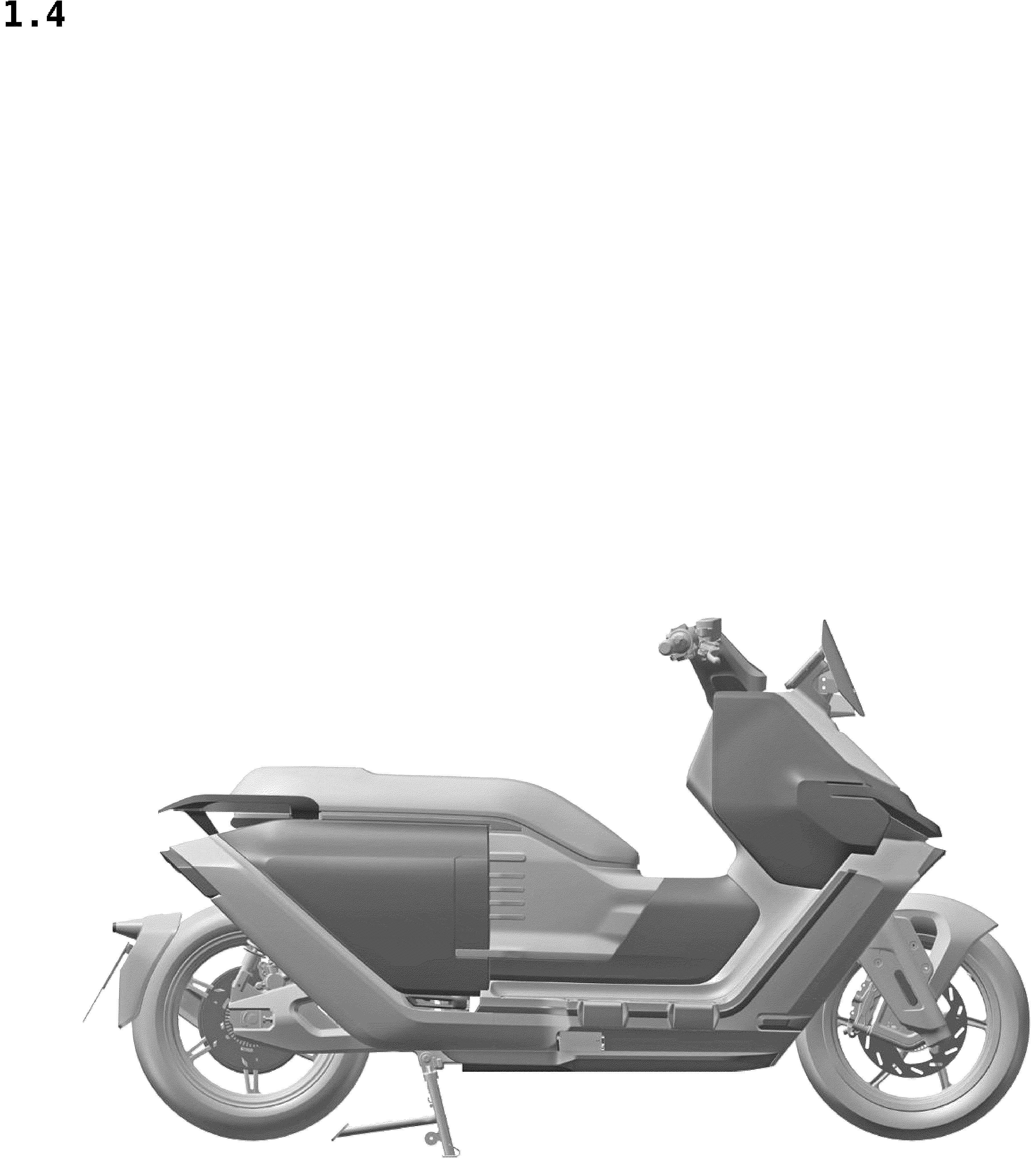 Patent USD1043449 Figure 4 – Electric motor scooter