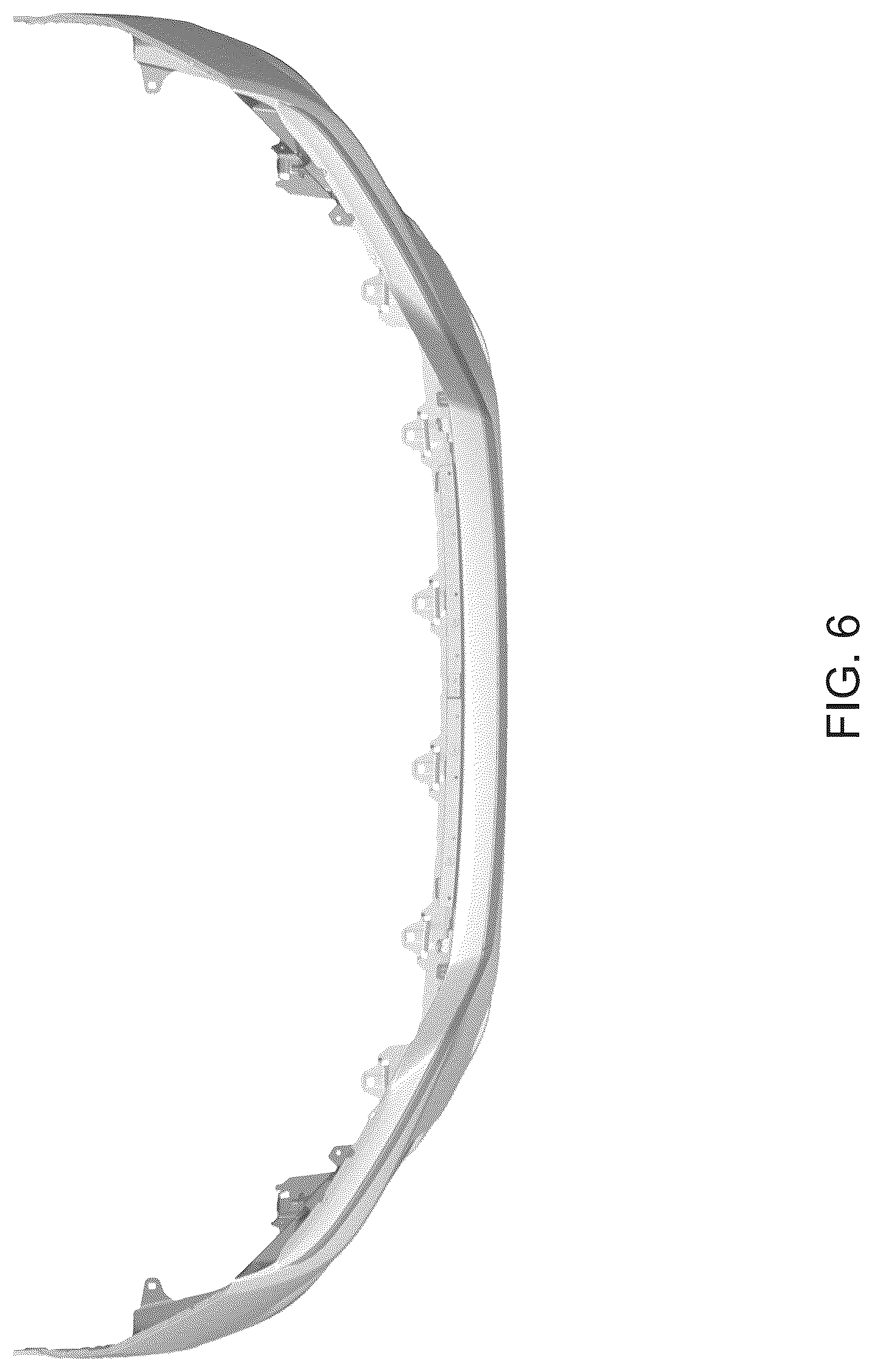 Patent USD1043483 Figure 6 – Front bumper for an automobile
