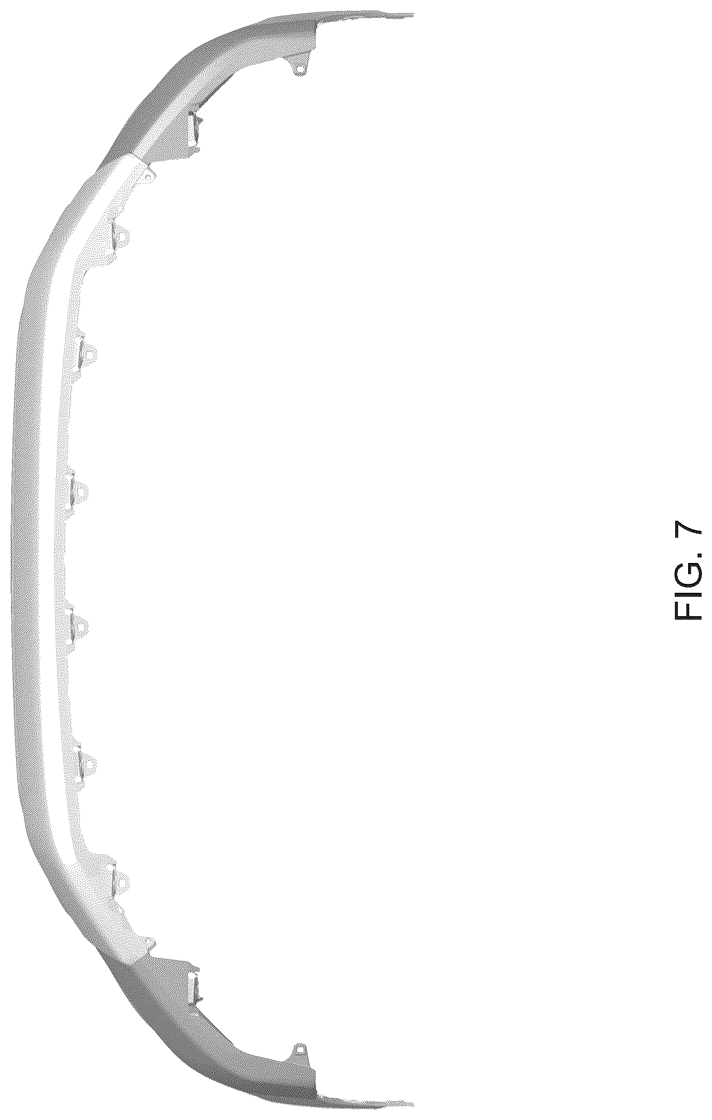 Patent USD1043483 Figure 7 – Front bumper for an automobile