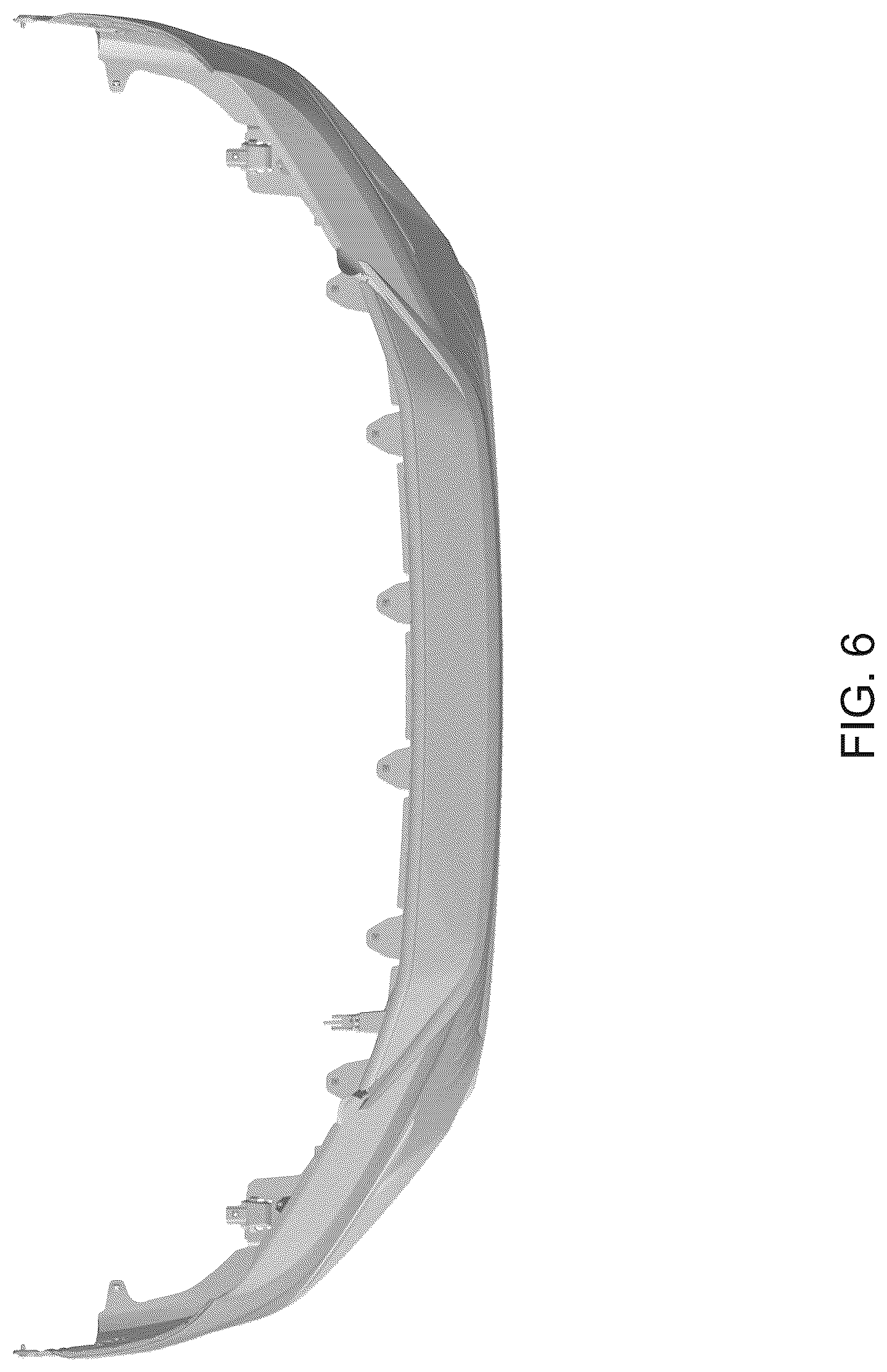 Patent USD1043484 Figure 6 – Front bumper for an automobile
