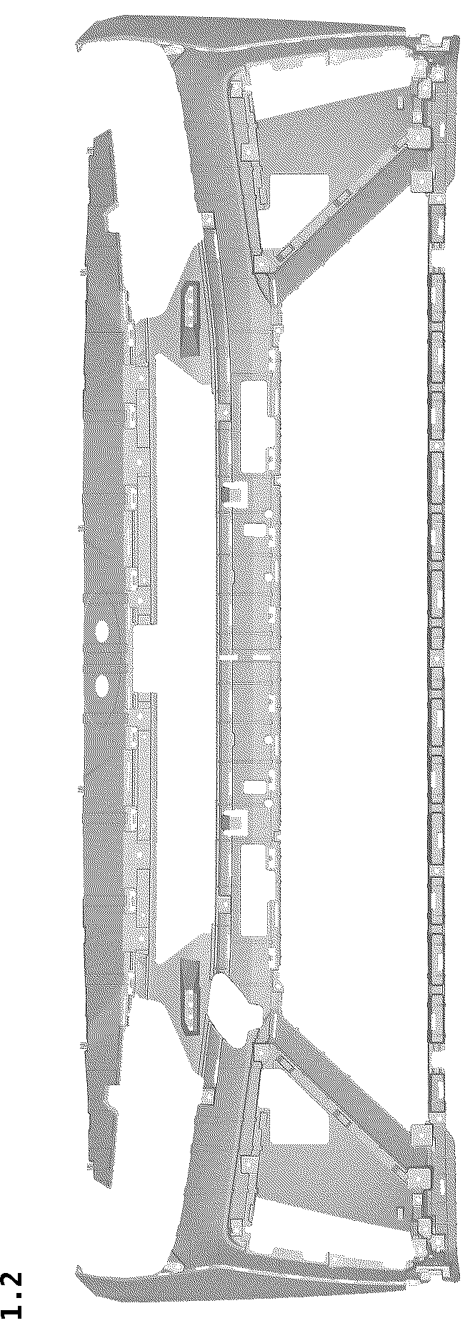 Patent USD1043486 Figure 2 – Front bumper for an automobile