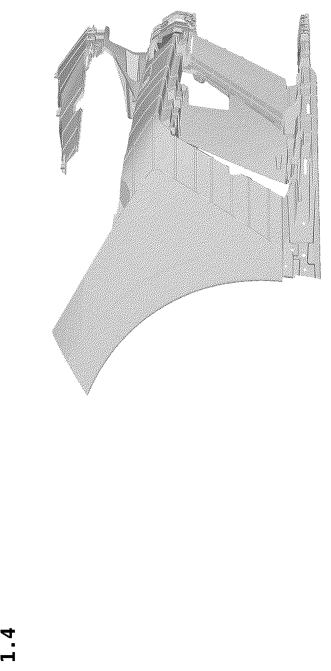 Patent USD1043486 Figure 4 – Front bumper for an automobile