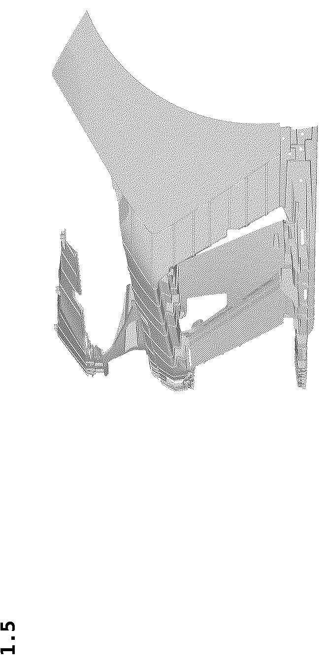 Patent USD1043486 Figure 5 – Front bumper for an automobile
