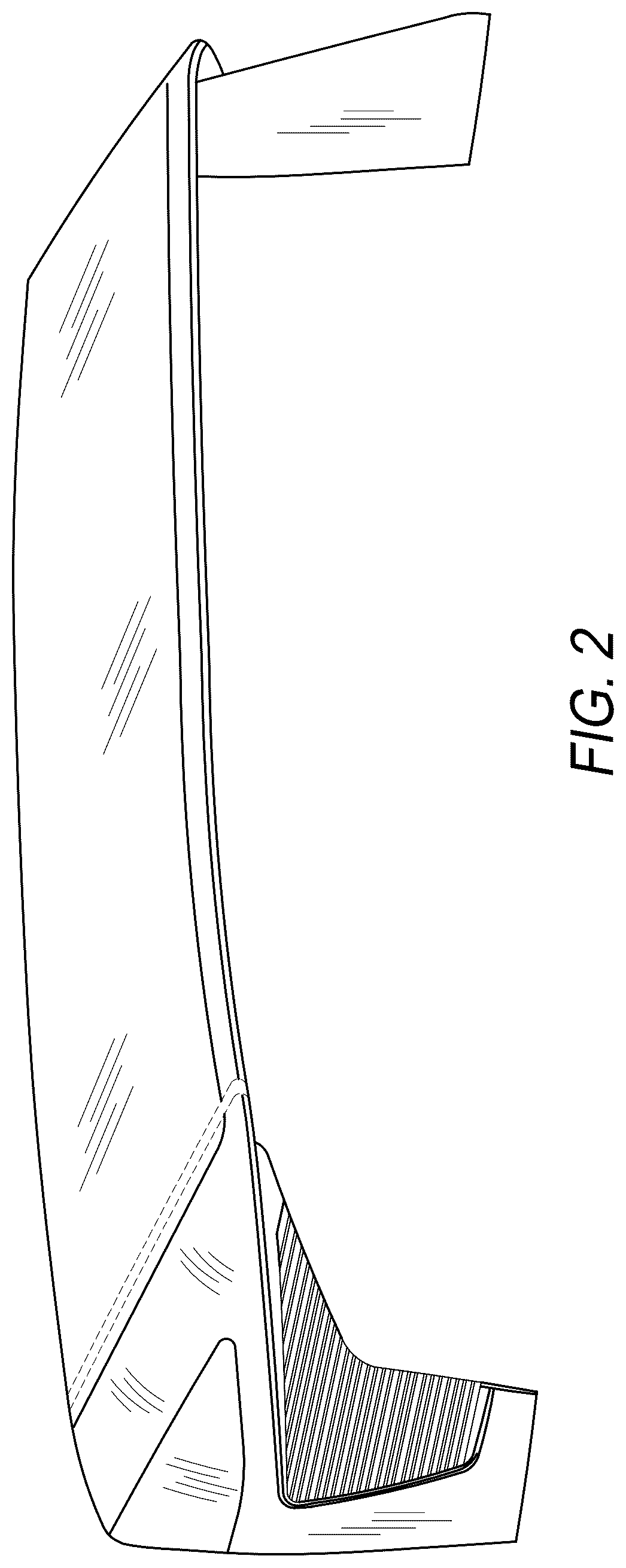 Patent USD1043489 Figure 2 – Automotive vehicle rear spoiler with central stop light
