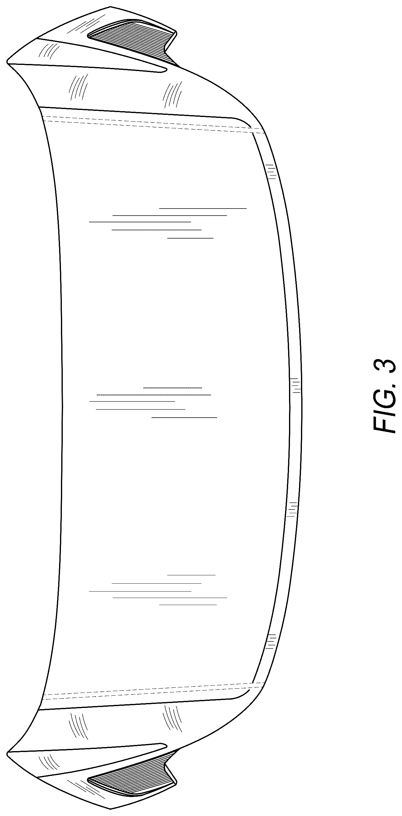 Patent USD1043489 Figure 3 – Automotive vehicle rear spoiler with central stop light