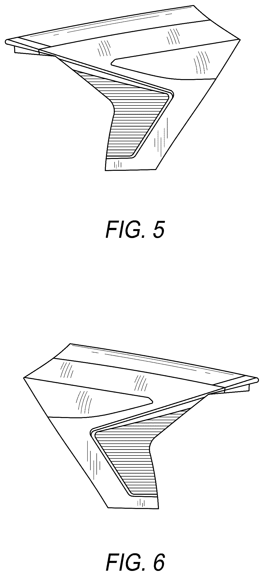 Patent USD1043489 Figure 5 – Automotive vehicle rear spoiler with central stop light