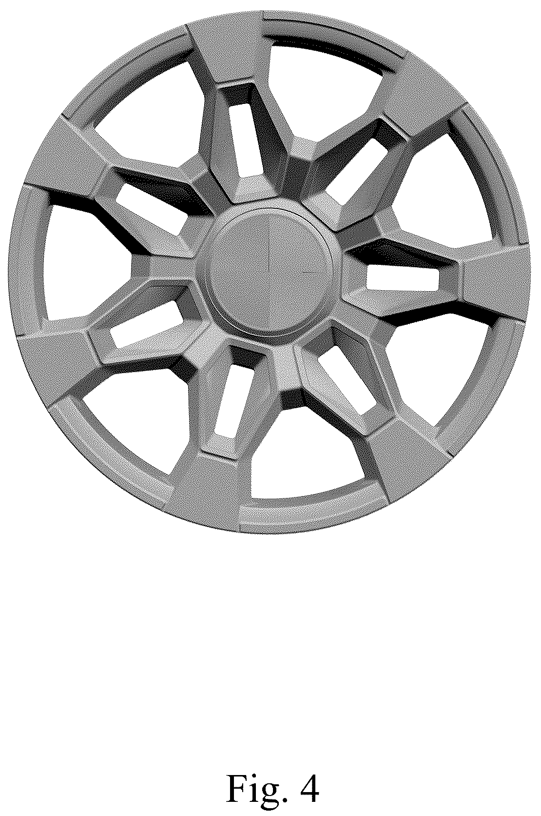Patent USD1043503 Figure 4 – Vehicle wheel, toy vehicle wheel, and/or replicas thereof