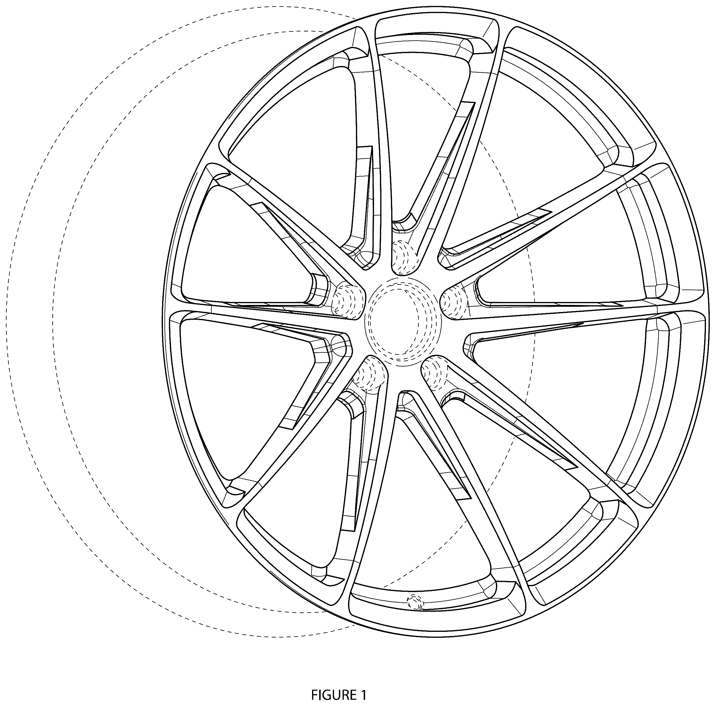 Patent USD1043507 Figure 1 – Automotive wheel