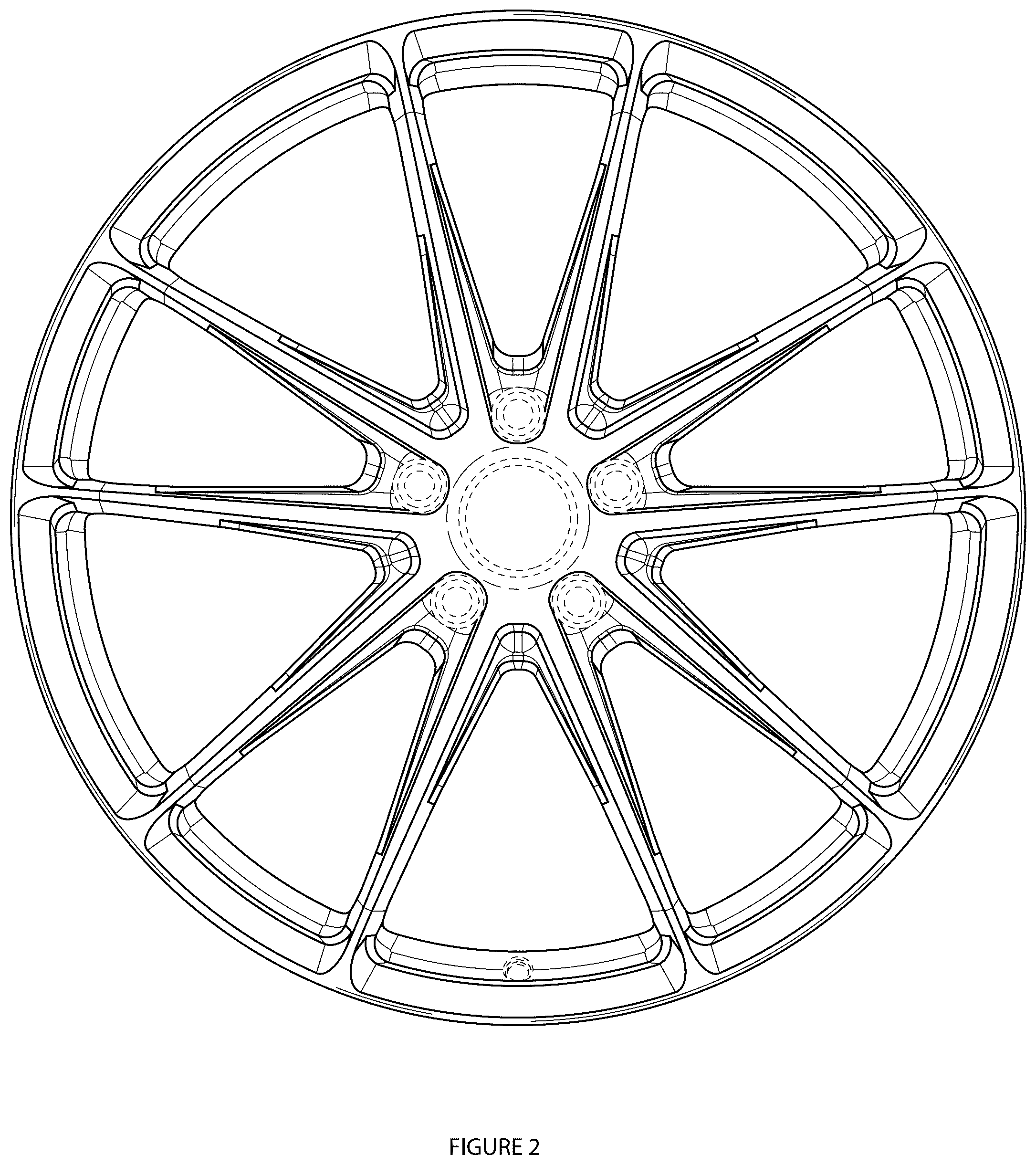 Patent USD1043507 Figure 2 – Automotive wheel