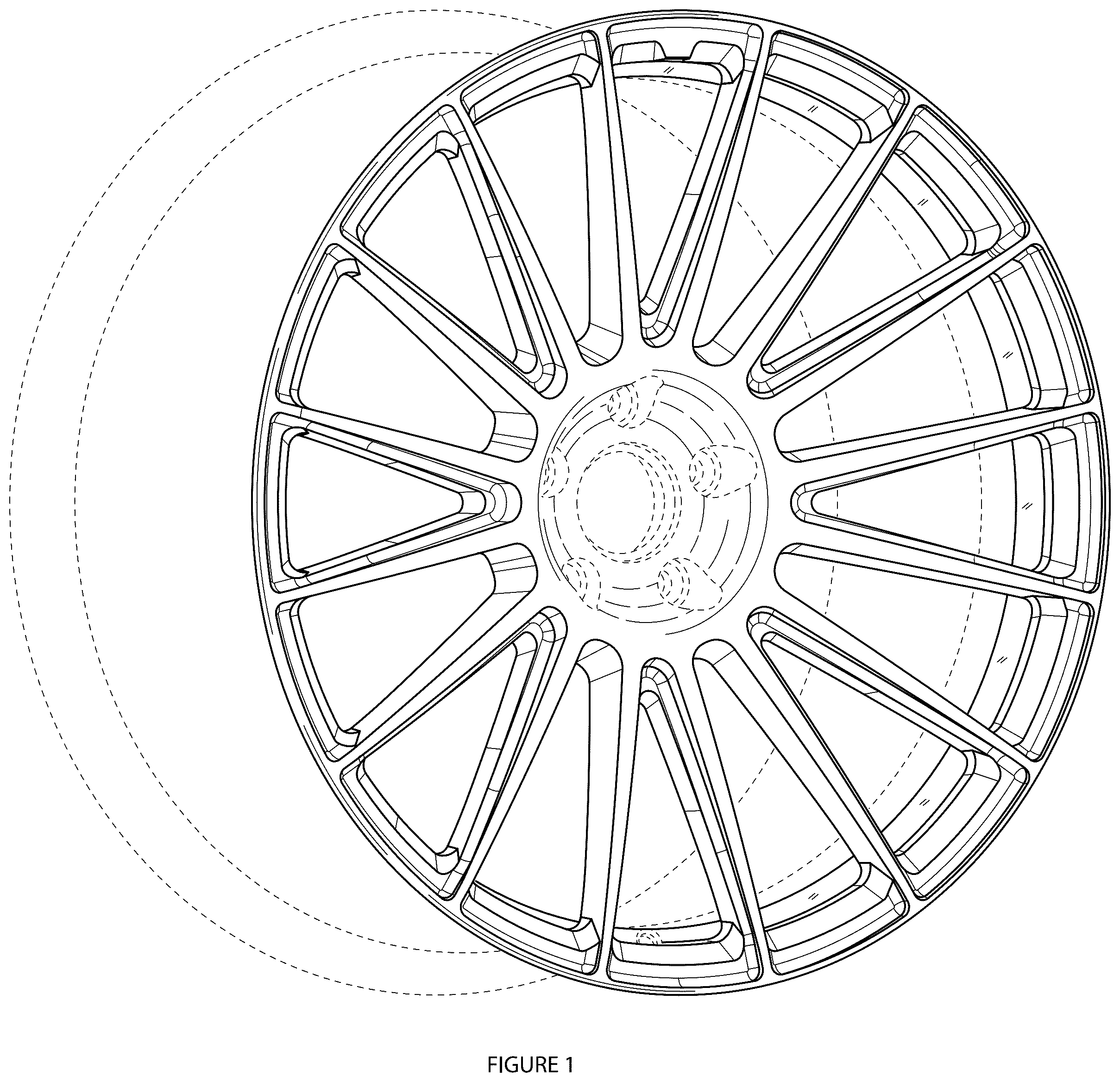 Patent USD1043508 Figure 1 – Automotive wheel