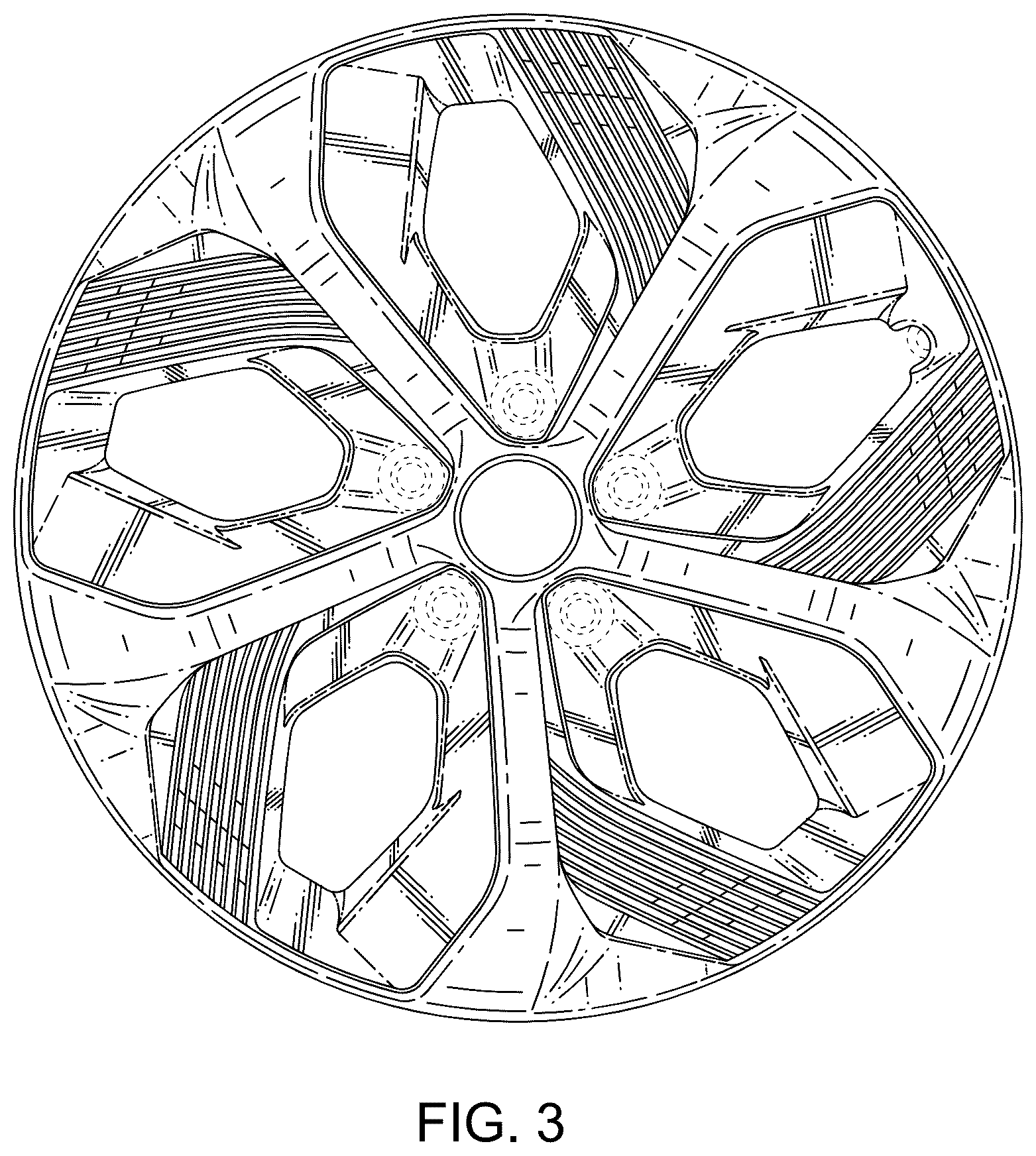 Patent USD1043511 Figure 3 – Wheel hub