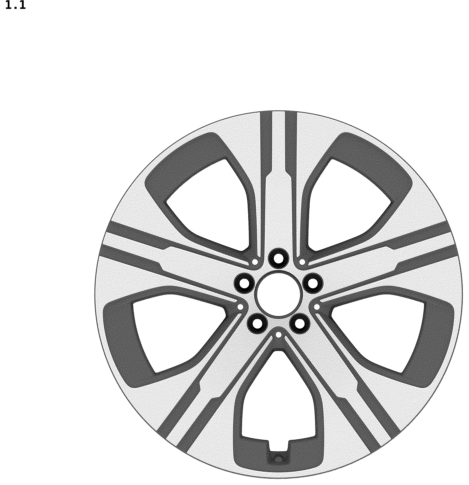 Patent USD1043515 Figure 1 – Vehicle wheel rim