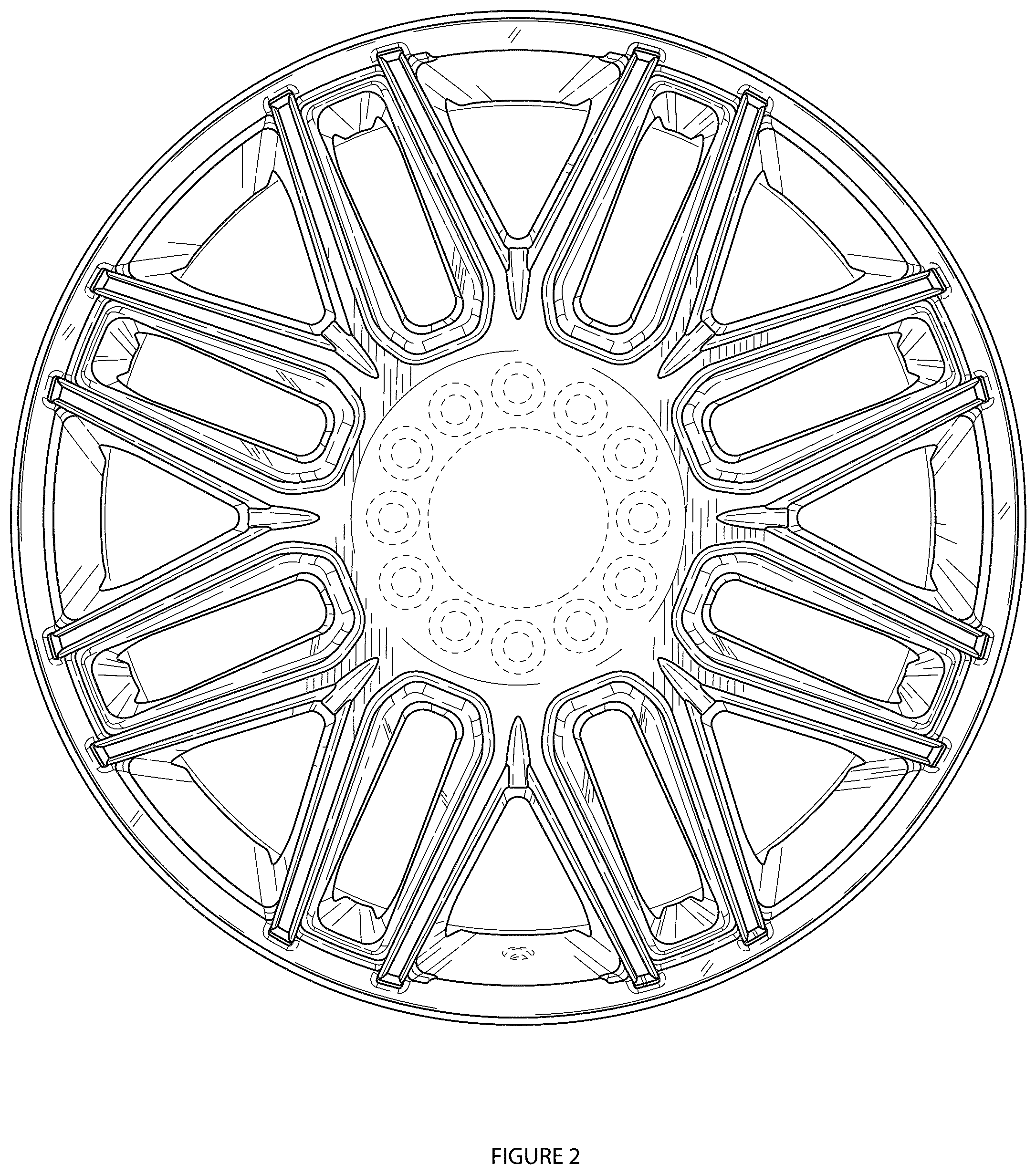 Patent USD1043519 Figure 2 – Automotive wheel