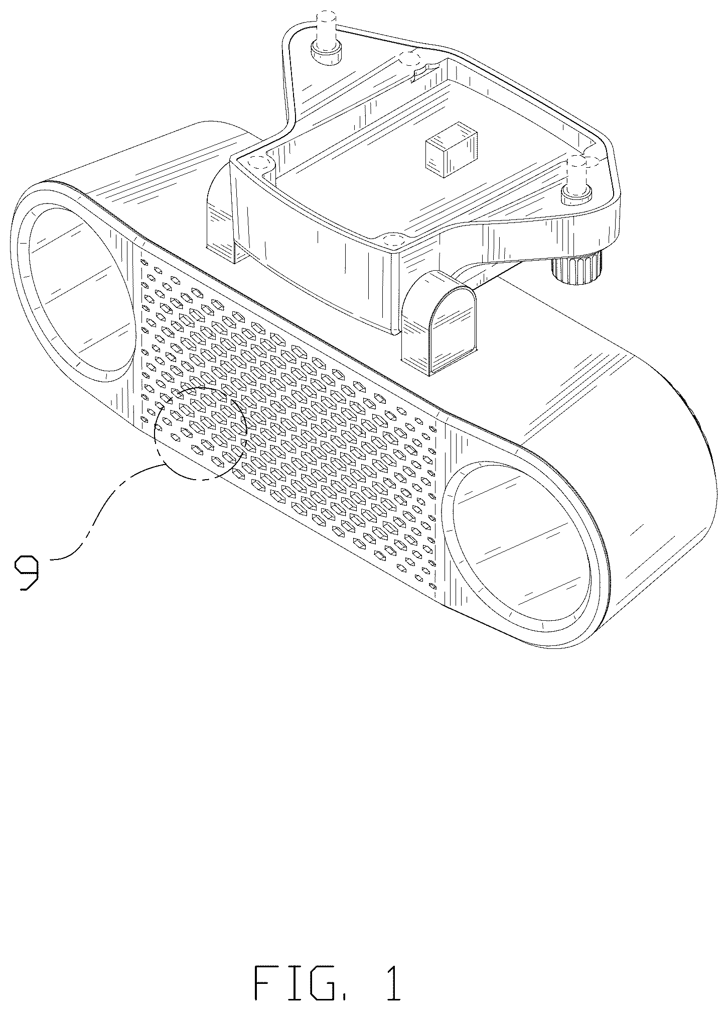 Patent USD1043523 Figure 1 – Megaphone and searchlight integrated device of aircraft