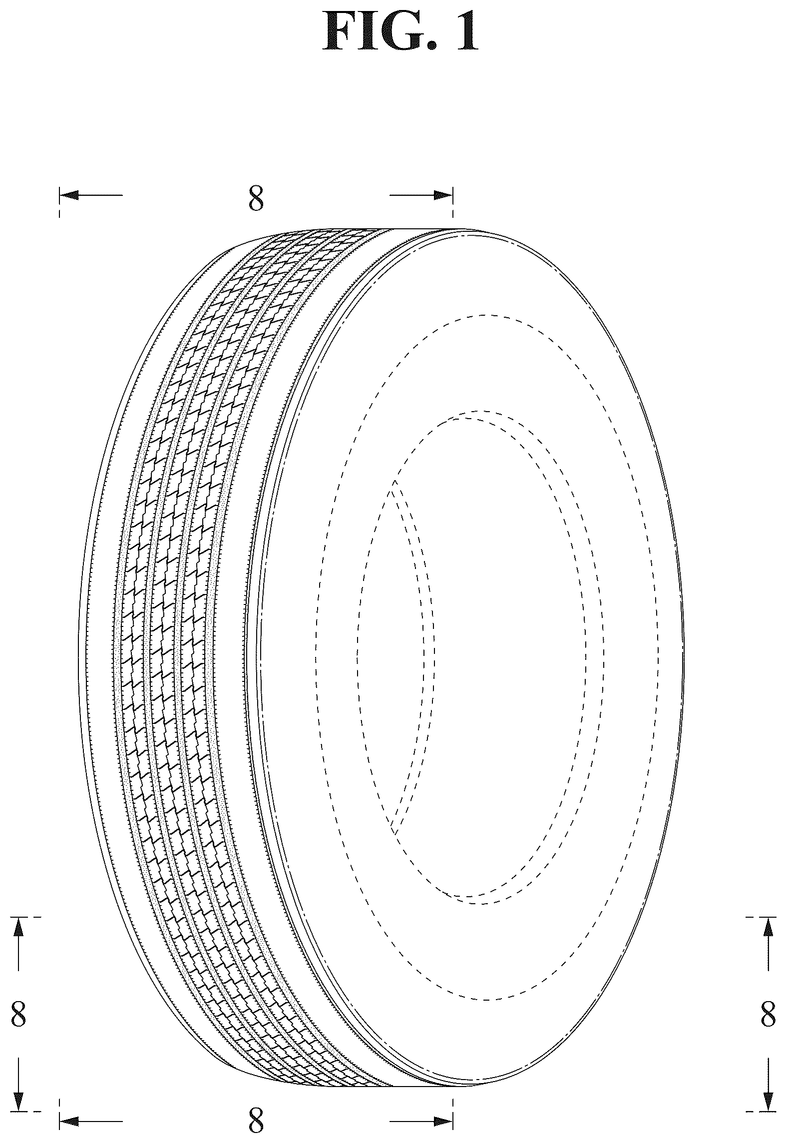 Patent USD1043544 Figure 1 – Automobile tire