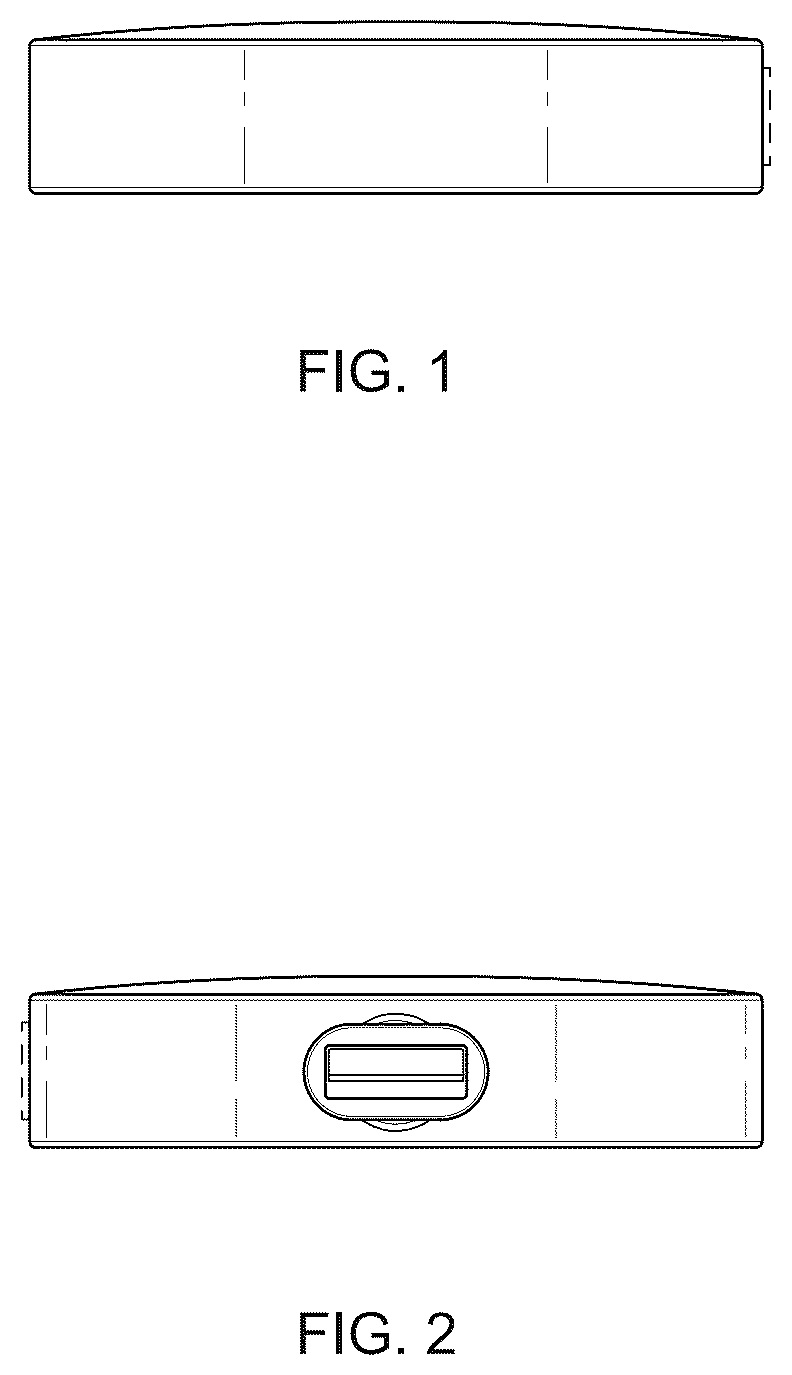 Patent USD1043555 Figure 1 – Charging base for a portable media playback device
