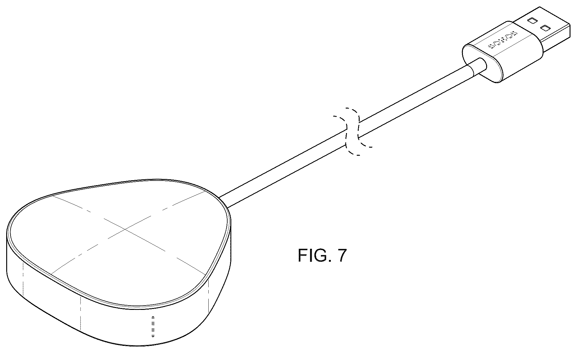Patent USD1043555 Figure 5 – Charging base for a portable media playback device
