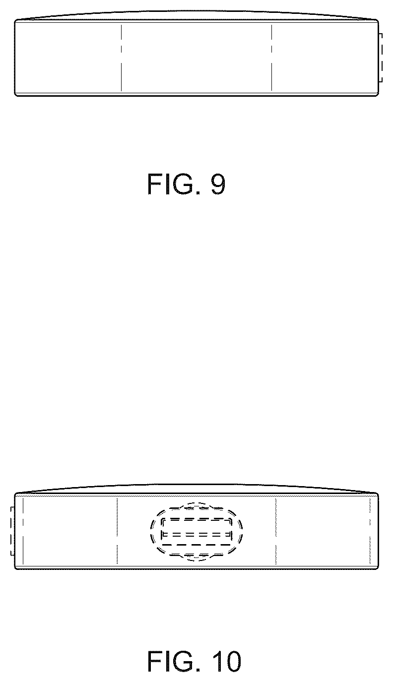 Patent USD1043555 Figure 7 – Charging base for a portable media playback device