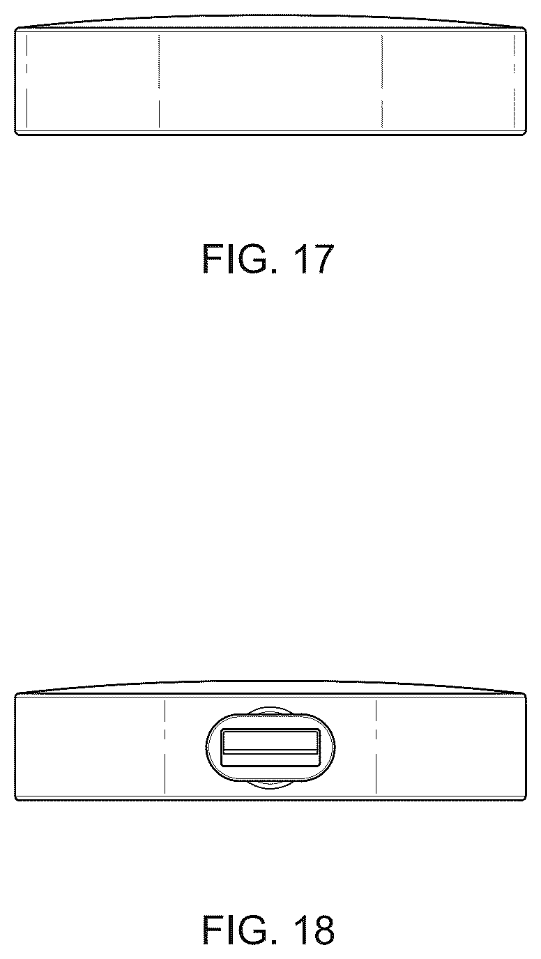Patent USD1043555 Figure 13 – Charging base for a portable media playback device