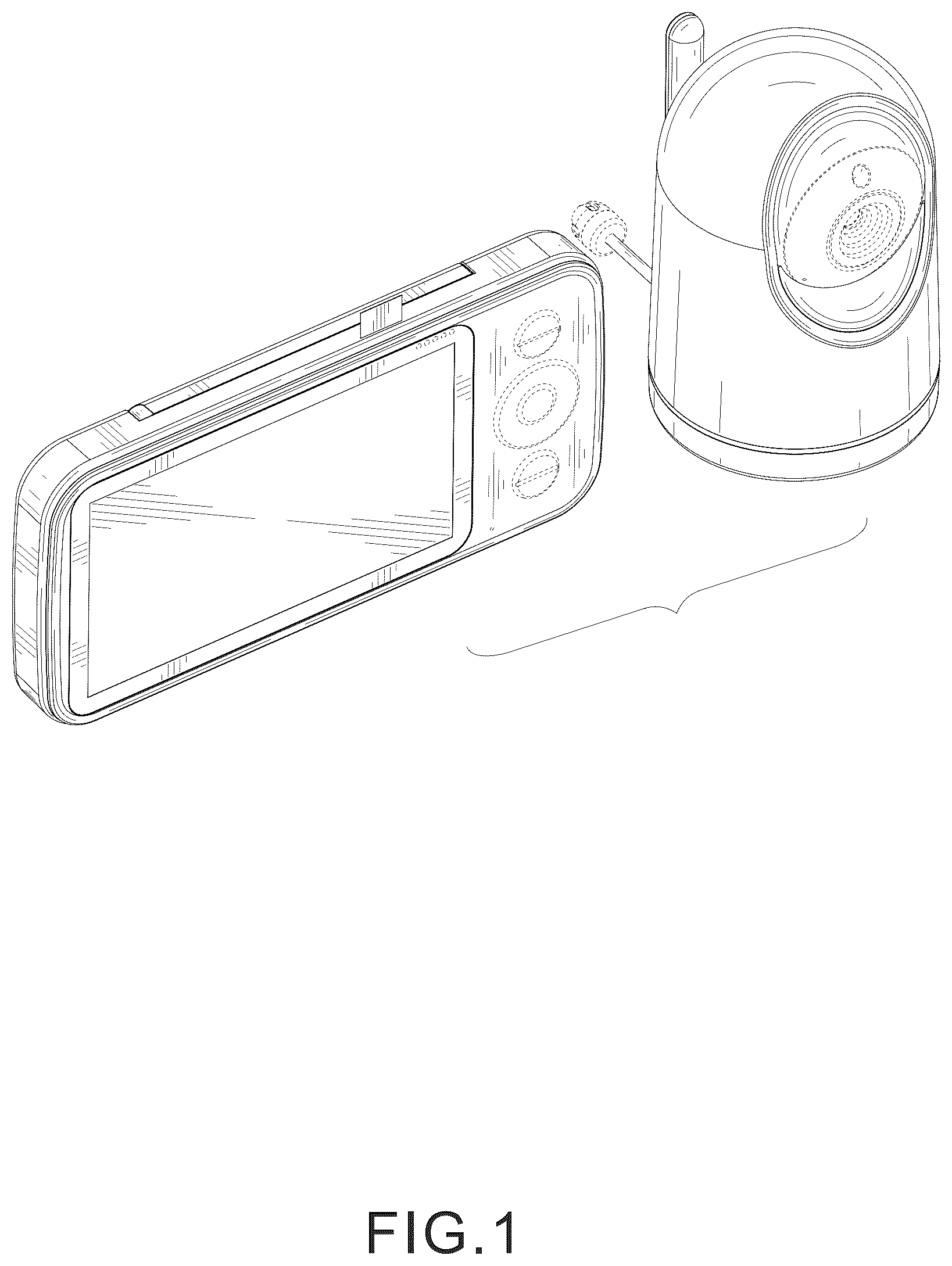 Patent USD1043606 Figure 1 – Camera and monitor set
