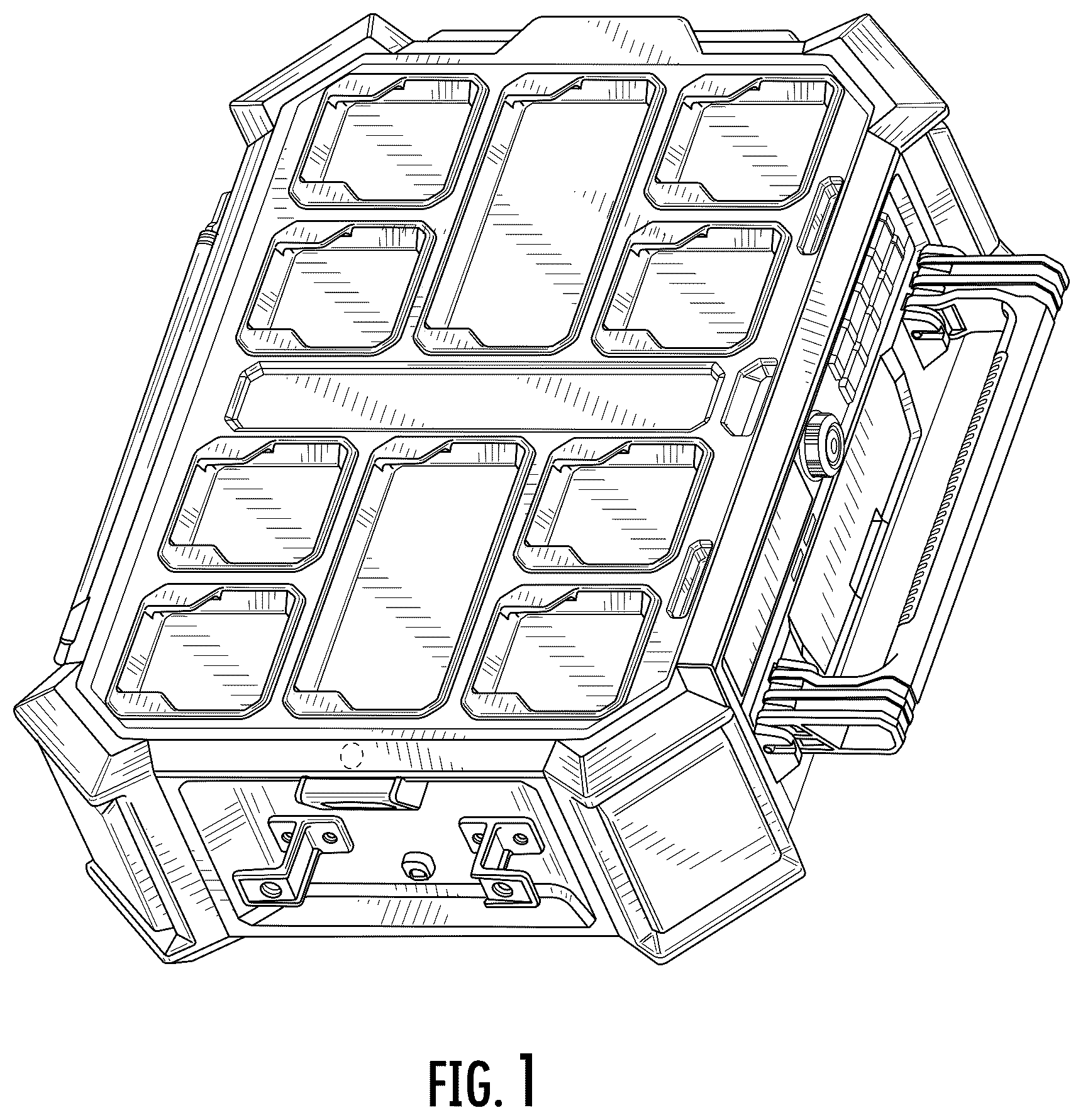 Patent USD1043607 Figure 1 – Storage unit radio
