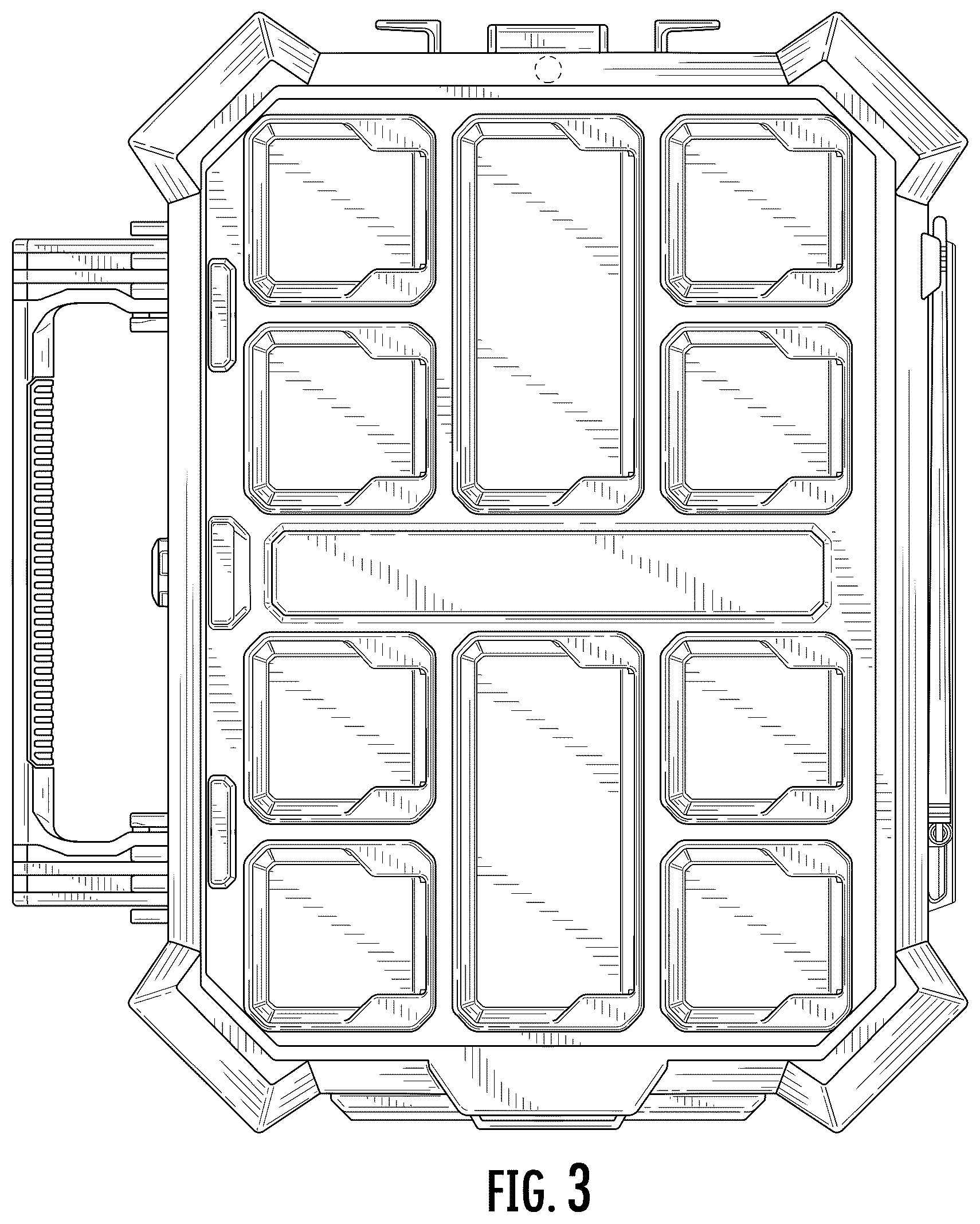 Patent USD1043607 Figure 3 – Storage unit radio