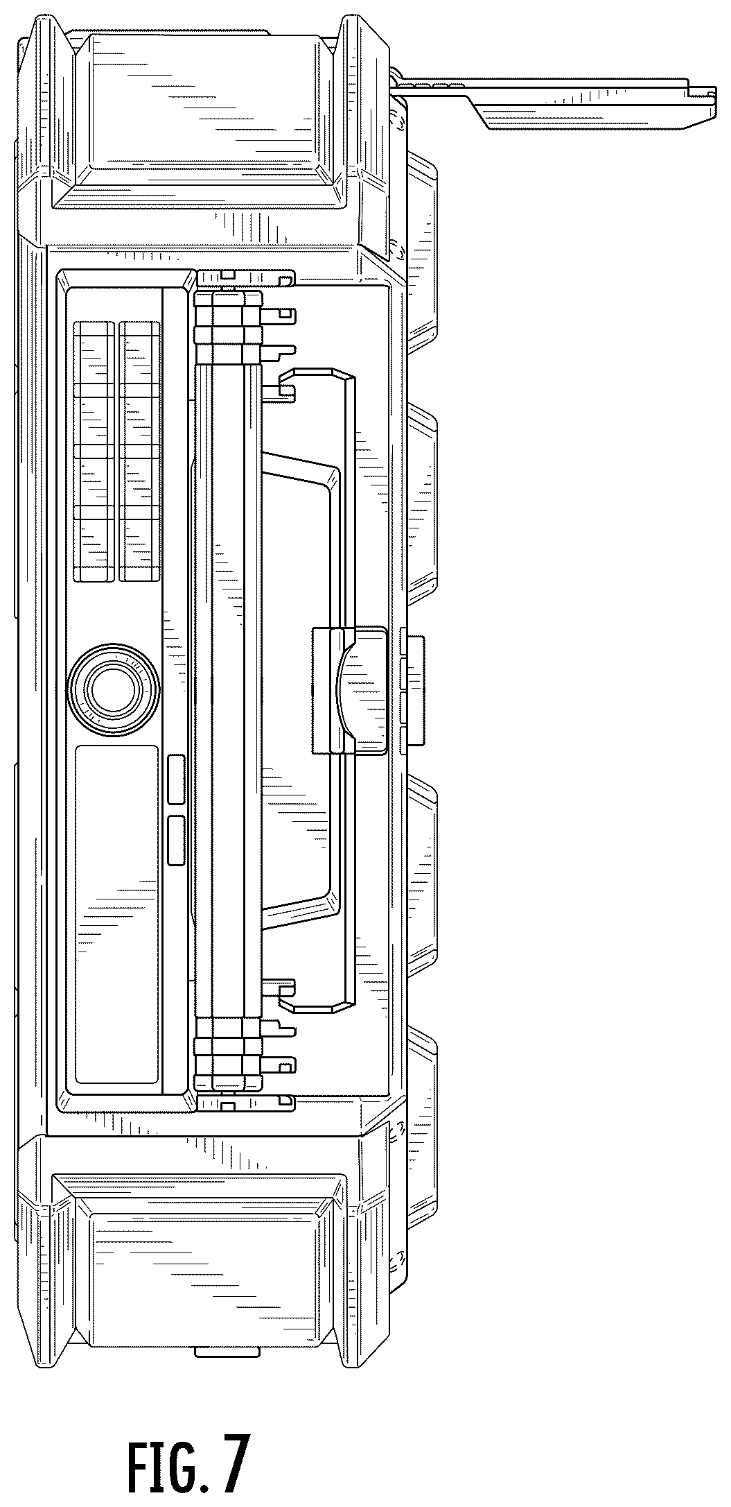 Patent USD1043607 Figure 7 – Storage unit radio