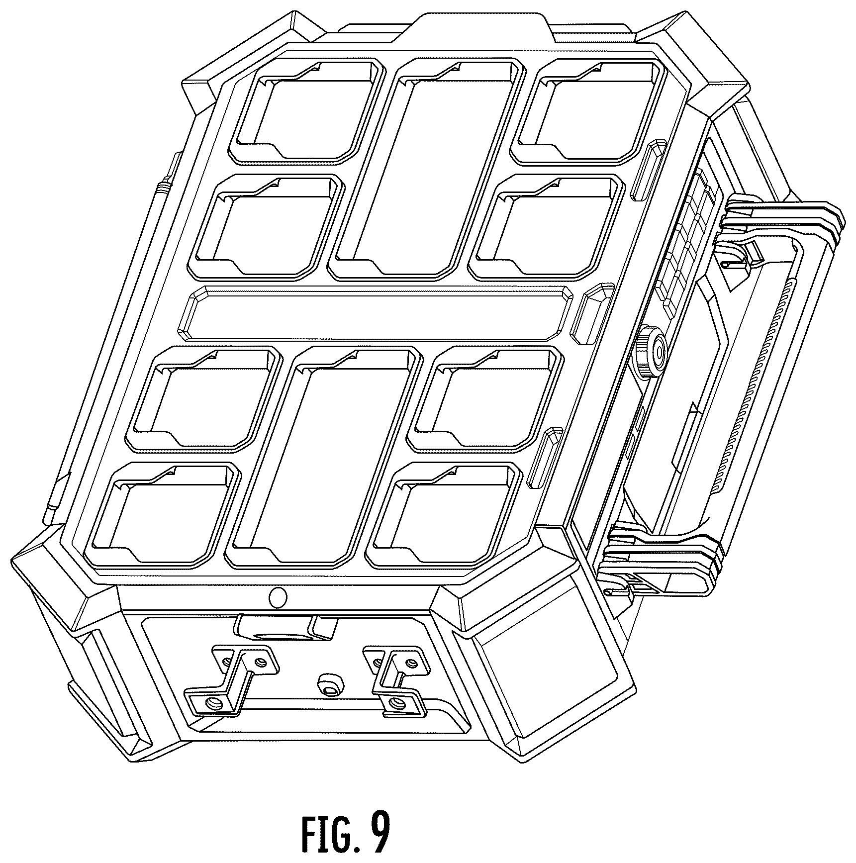 Patent USD1043607 Figure 9 – Storage unit radio