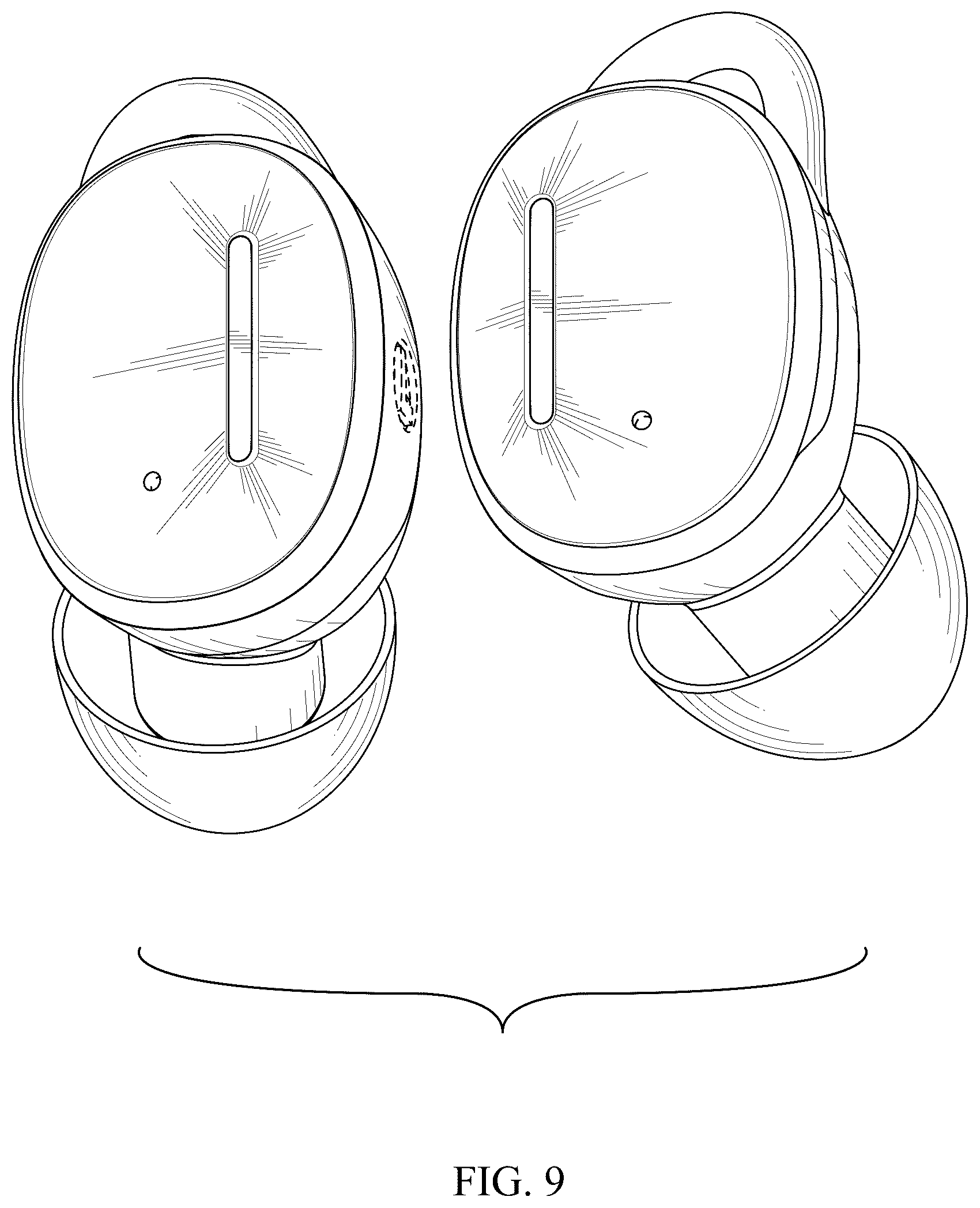 Patent USD1043621 Figure 9 – Wireless earbuds with charging case