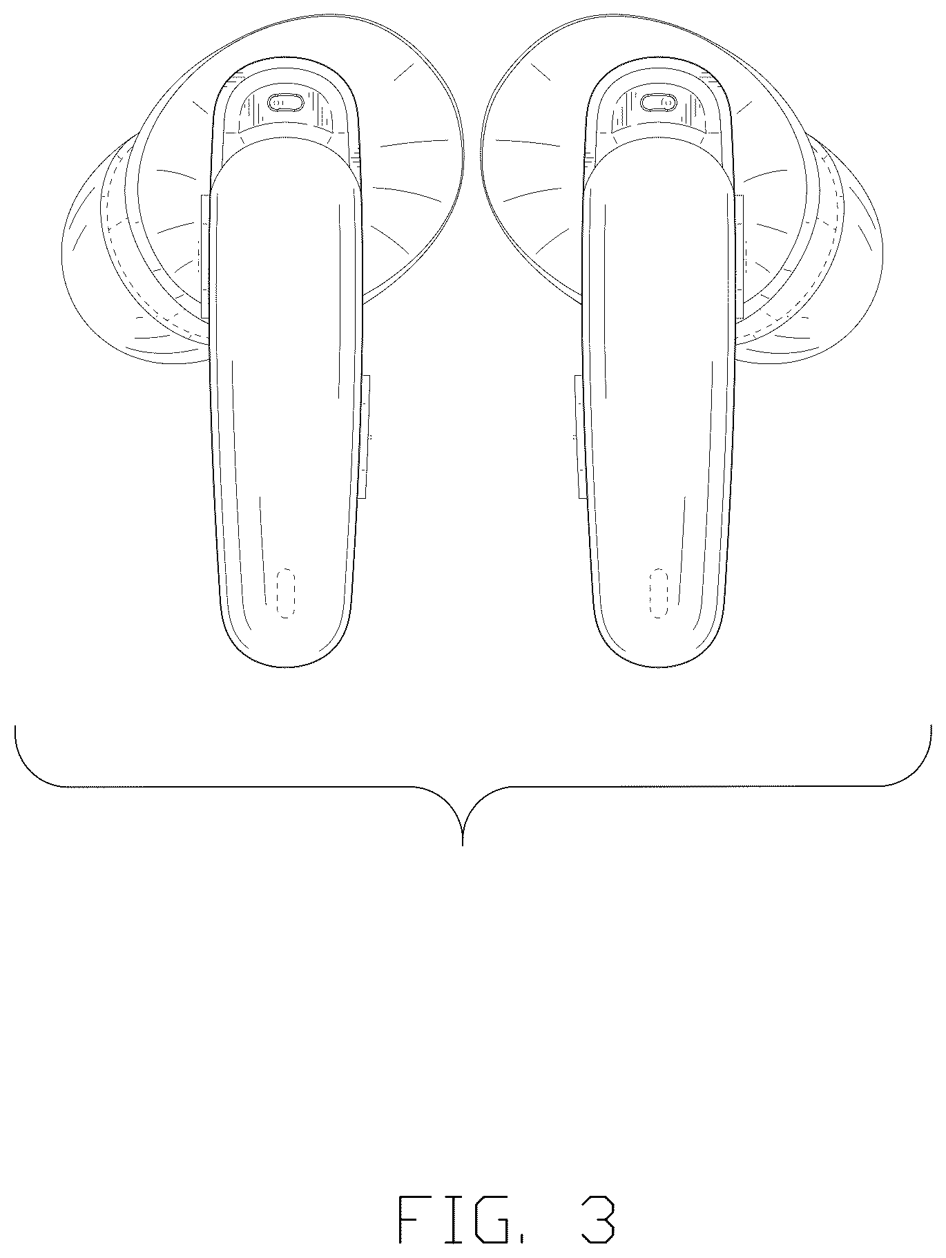 Patent USD1043625 Figure 3 – Pair of earphones