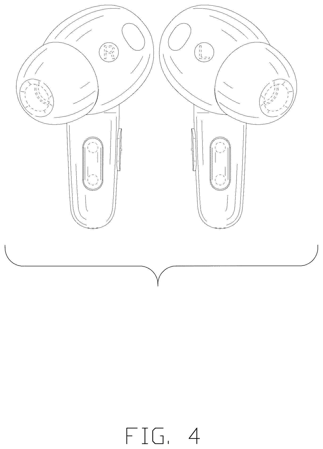 Patent USD1043625 Figure 4 – Pair of earphones