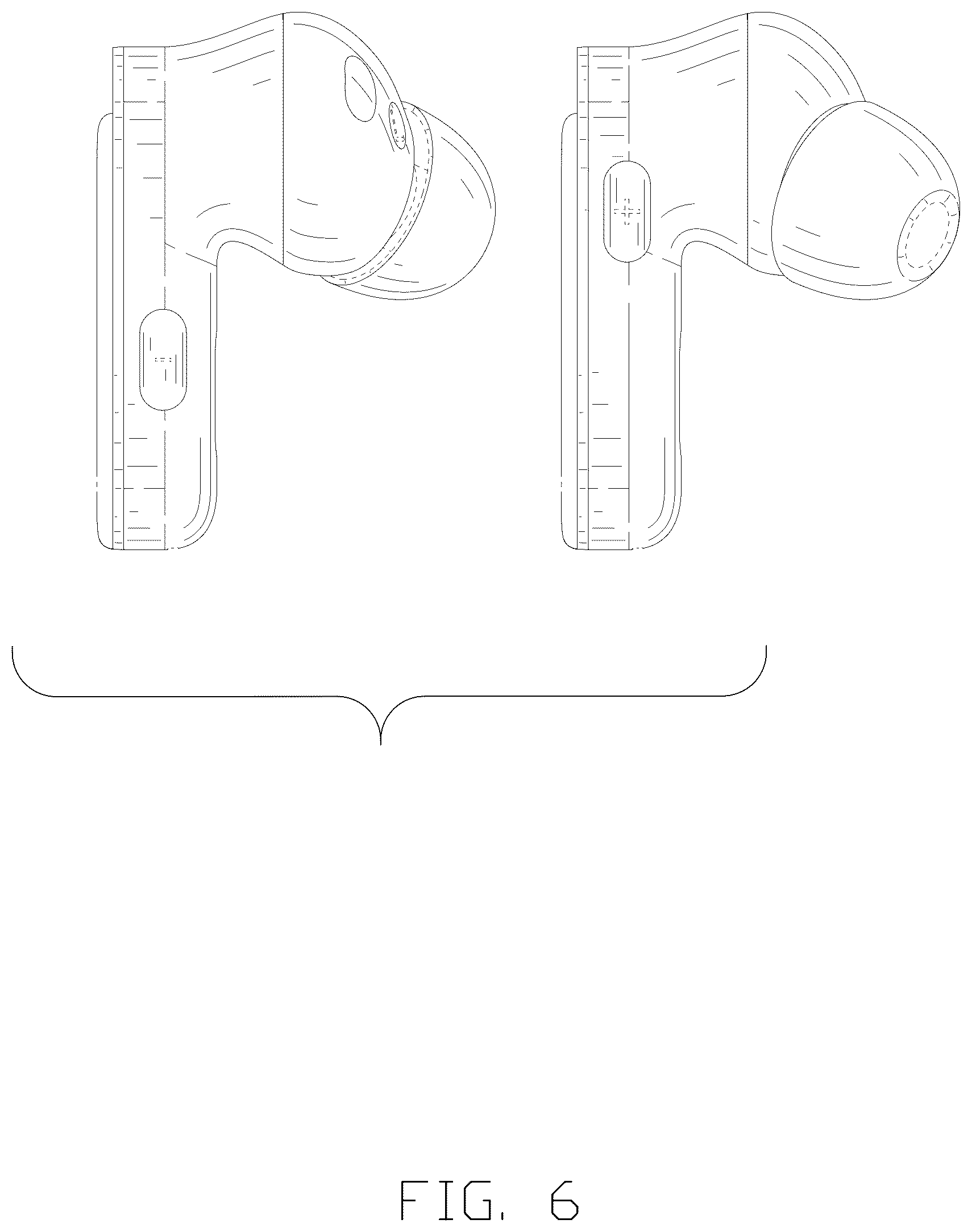 Patent USD1043625 Figure 6 – Pair of earphones