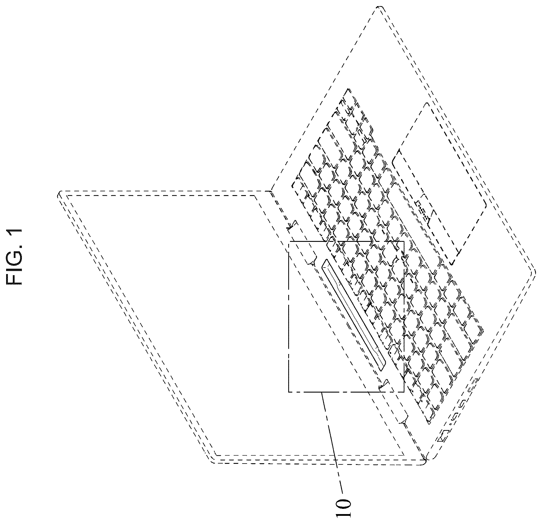 Patent USD1043659 — Notebook computer with peripheral storage pocket — Figure 1
