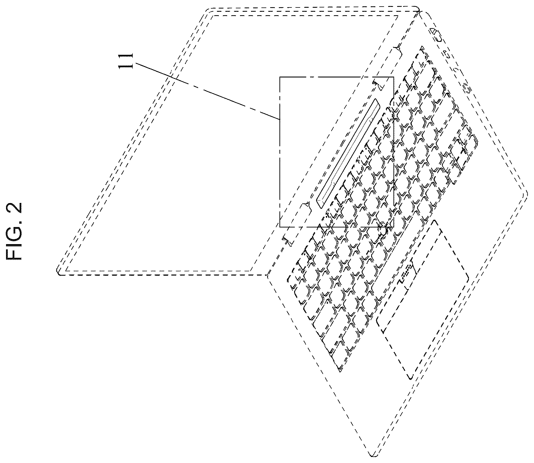 Patent USD1043659 Figure 2 – Notebook computer with peripheral storage pocket