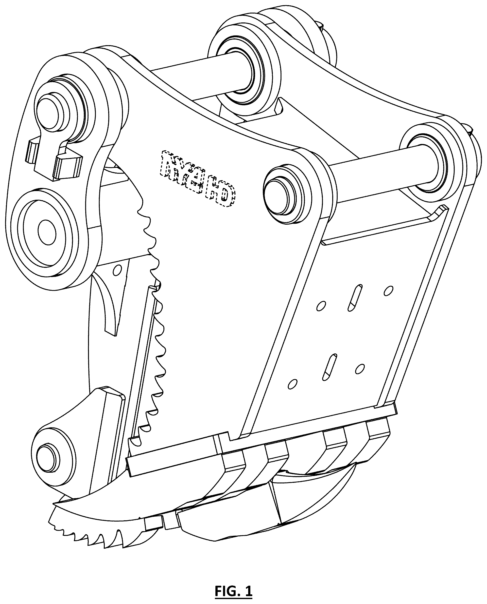 Patent USD1043763 Figure 1 – Stump harvester