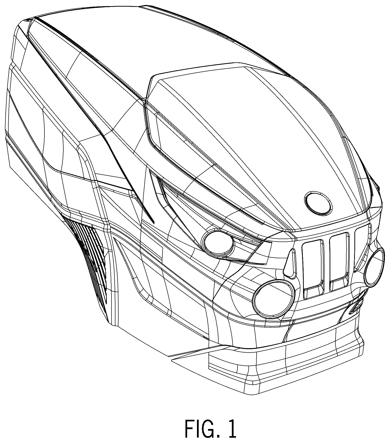 Patent USD1043764 Figure 1 – Hood of a work vehicle